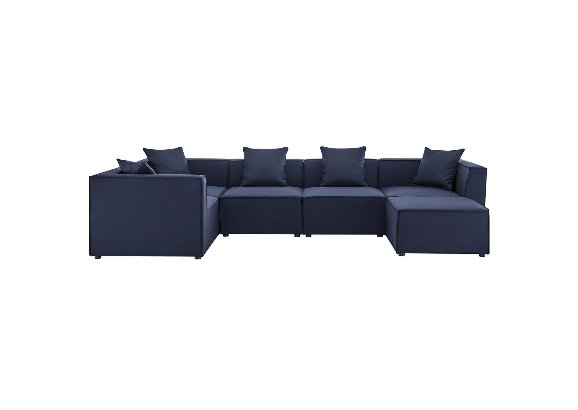 Navy Saybrook Outdoor Patio Upholstered 6-Piece Sectional Sofa,Modway