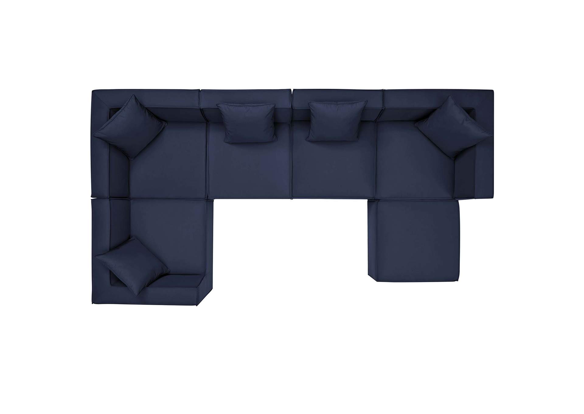 Navy Saybrook Outdoor Patio Upholstered 6-Piece Sectional Sofa,Modway