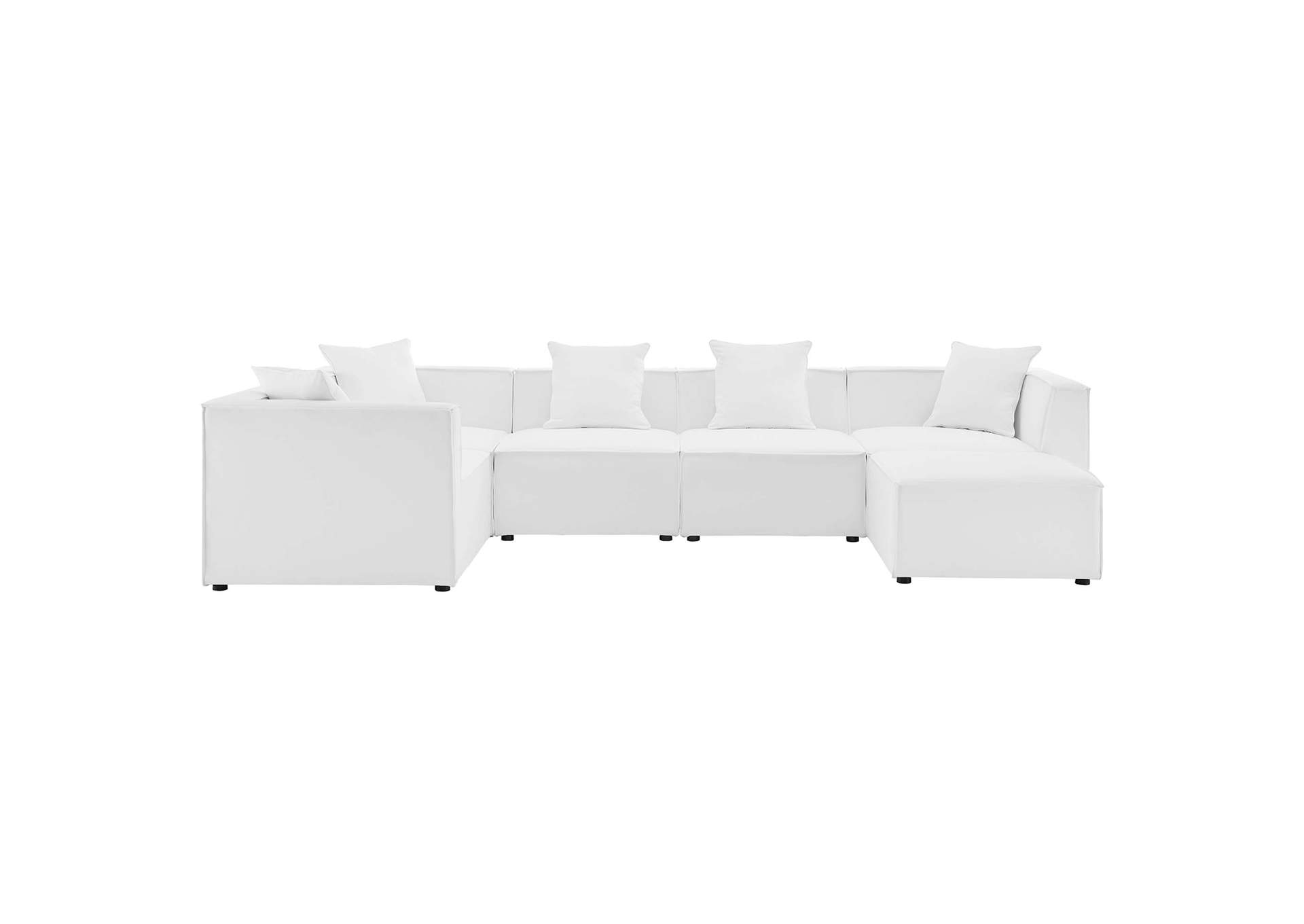 White Saybrook Outdoor Patio Upholstered 6-Piece Sectional Sofa,Modway