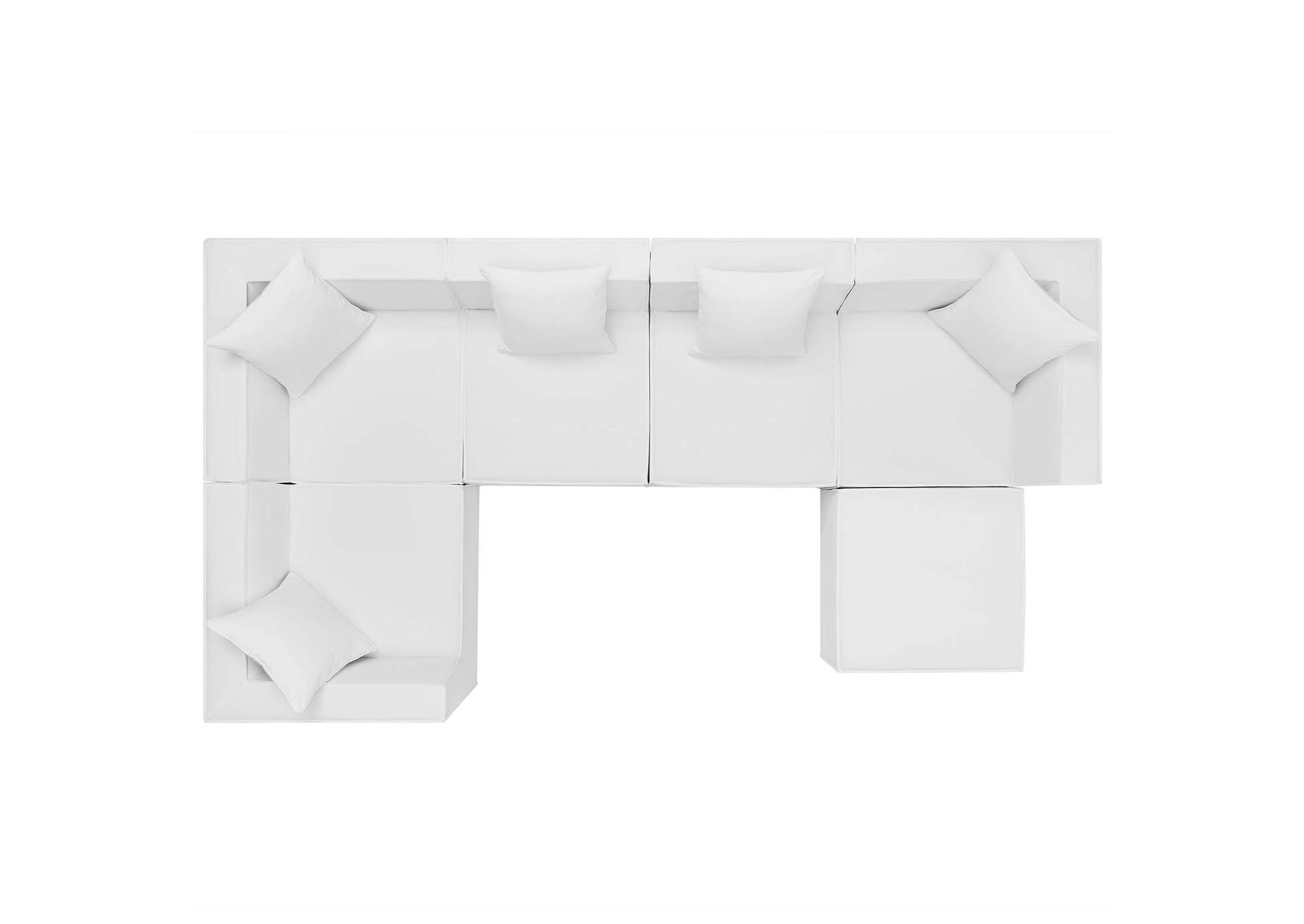 White Saybrook Outdoor Patio Upholstered 6-Piece Sectional Sofa,Modway