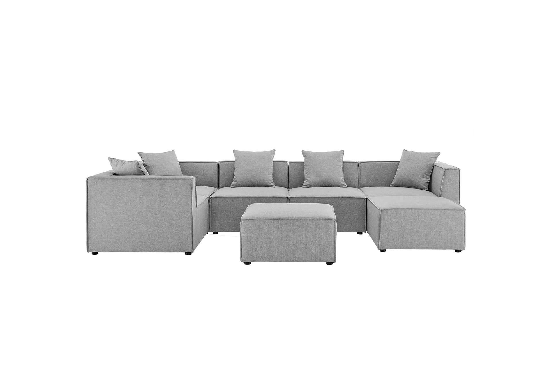Gray Saybrook Outdoor Patio Upholstered 7-Piece Sectional Sofa,Modway