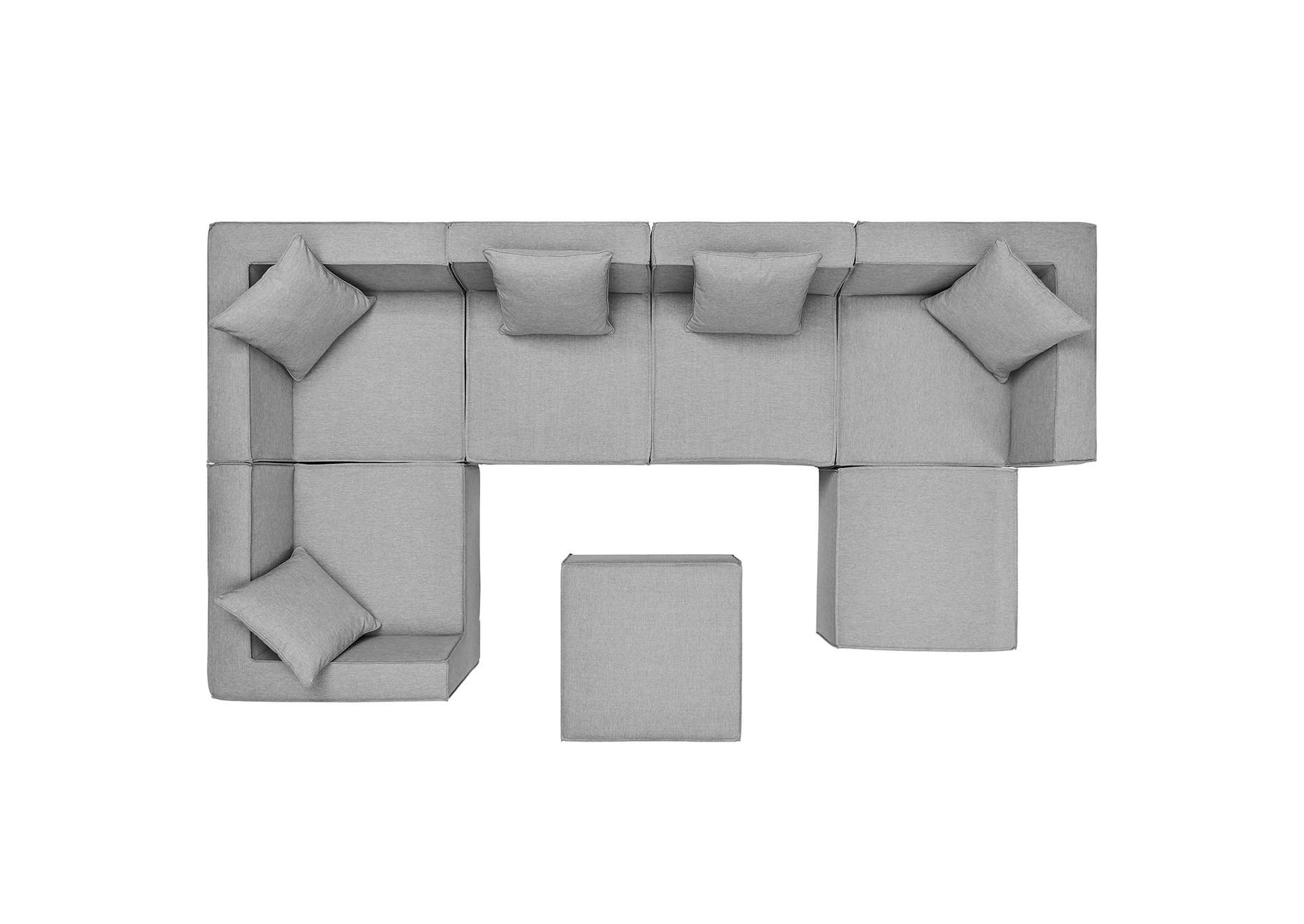 Gray Saybrook Outdoor Patio Upholstered 7-Piece Sectional Sofa,Modway