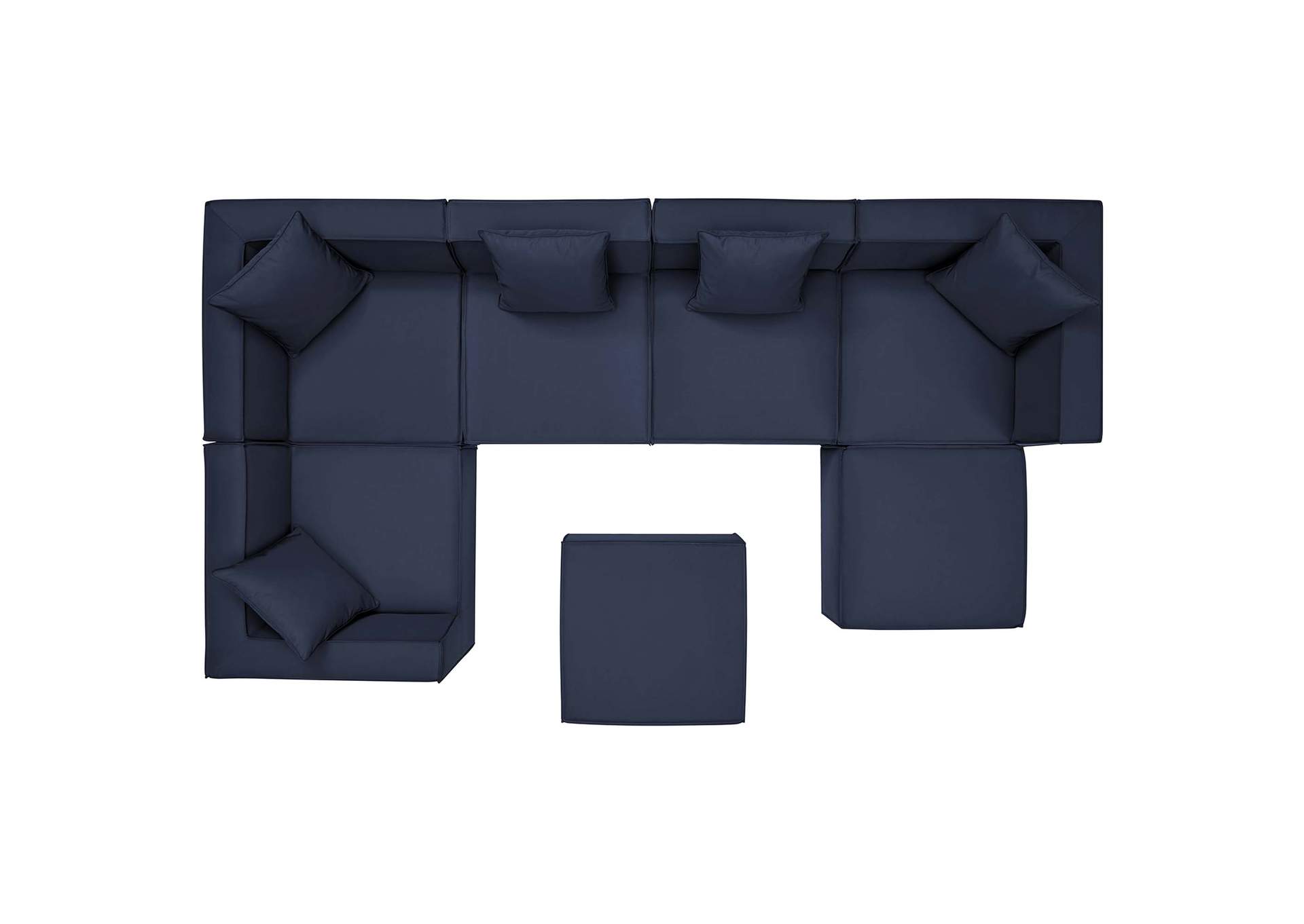 Navy Saybrook Outdoor Patio Upholstered 7-Piece Sectional Sofa,Modway