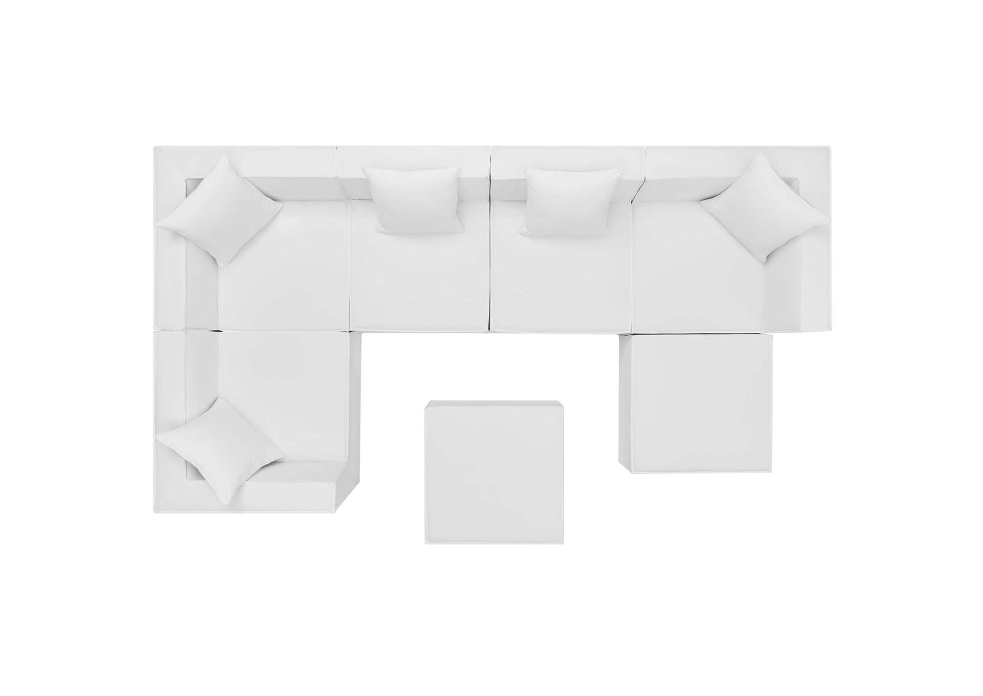 White Saybrook Outdoor Patio Upholstered 7-Piece Sectional Sofa,Modway