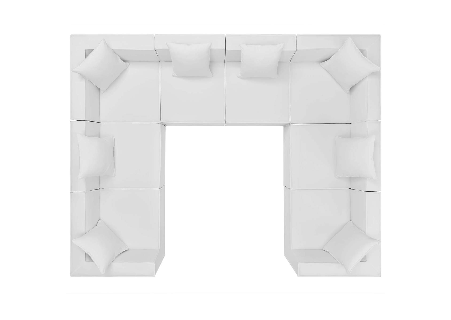 White Saybrook Outdoor Patio Upholstered 8-Piece Sectional Sofa,Modway