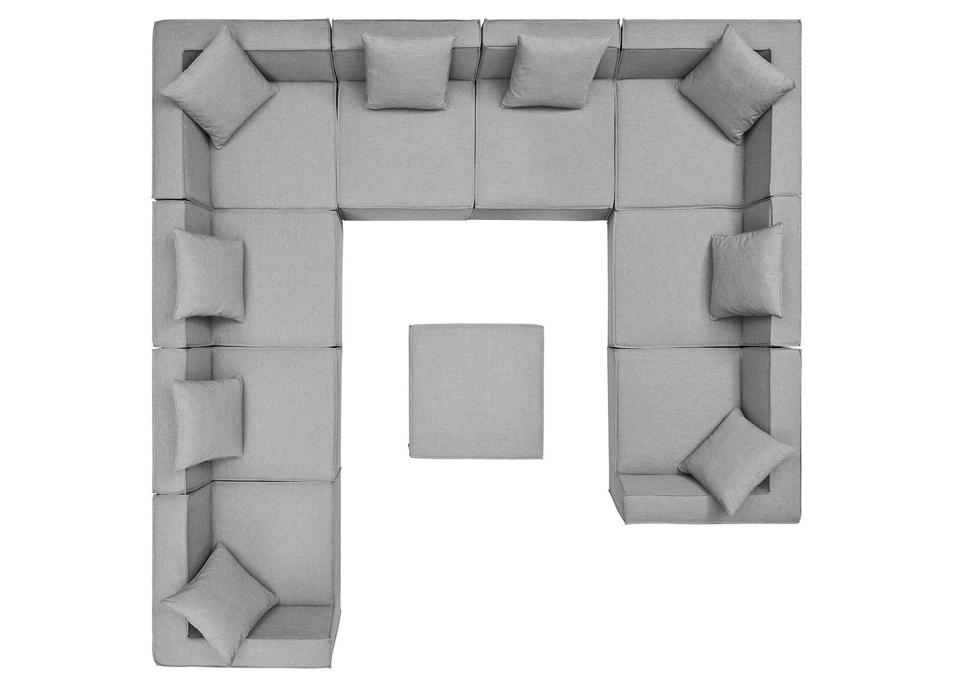 Gray Saybrook Outdoor Patio Upholstered 10-Piece Sectional Sofa,Modway