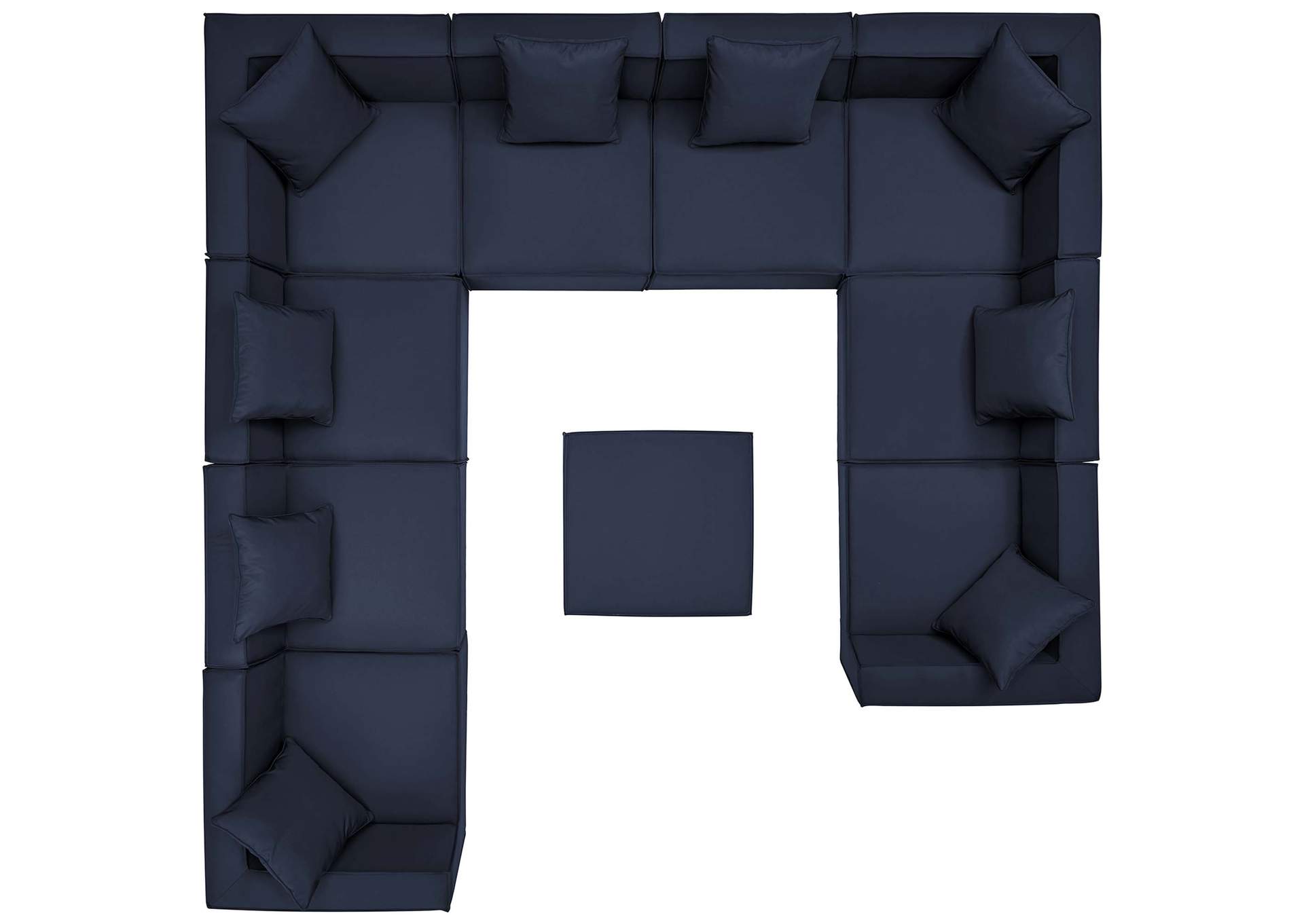 Navy Saybrook Outdoor Patio Upholstered 10-Piece Sectional Sofa,Modway