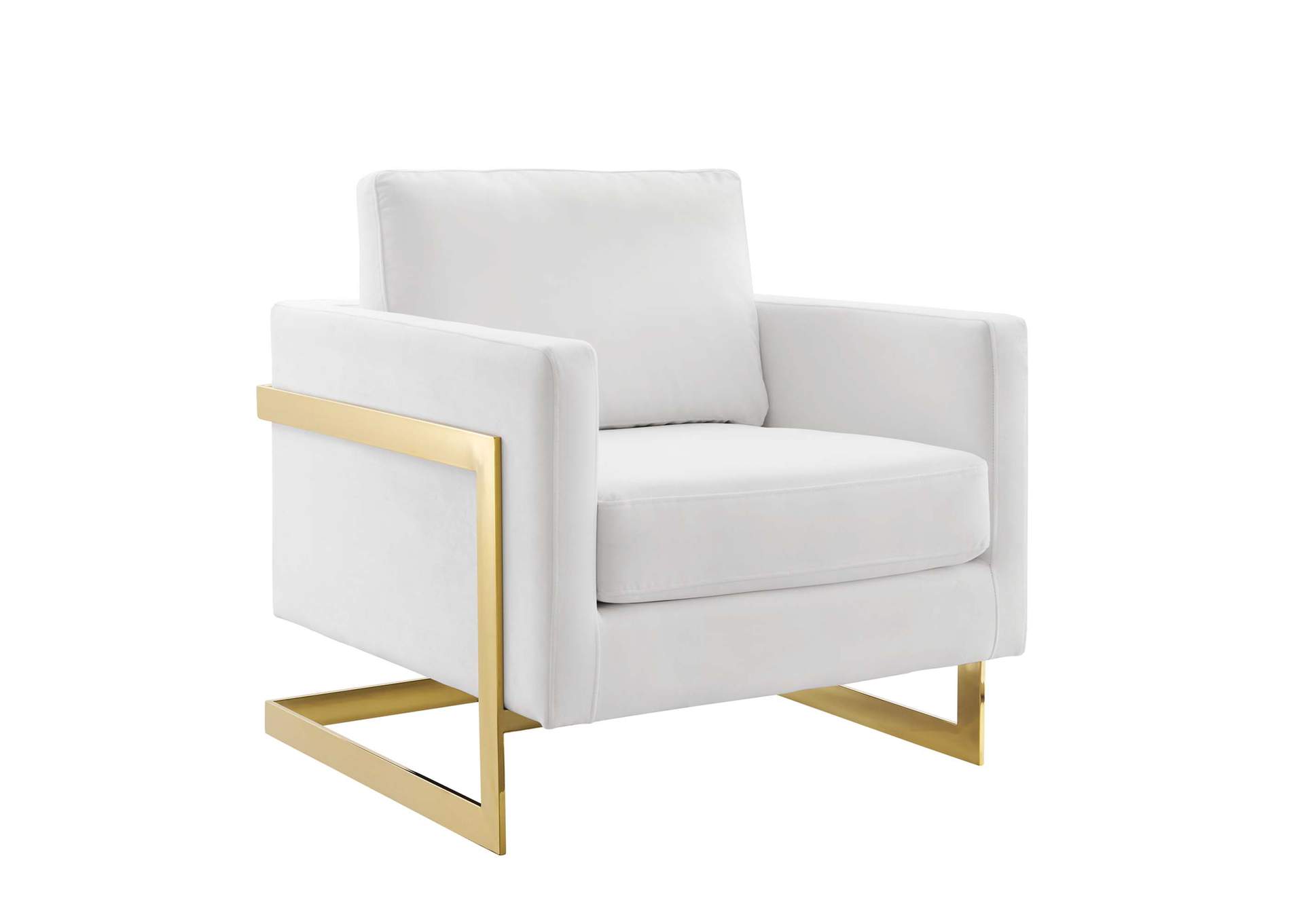 Gold White Posse Performance Velvet Accent Chair,Modway