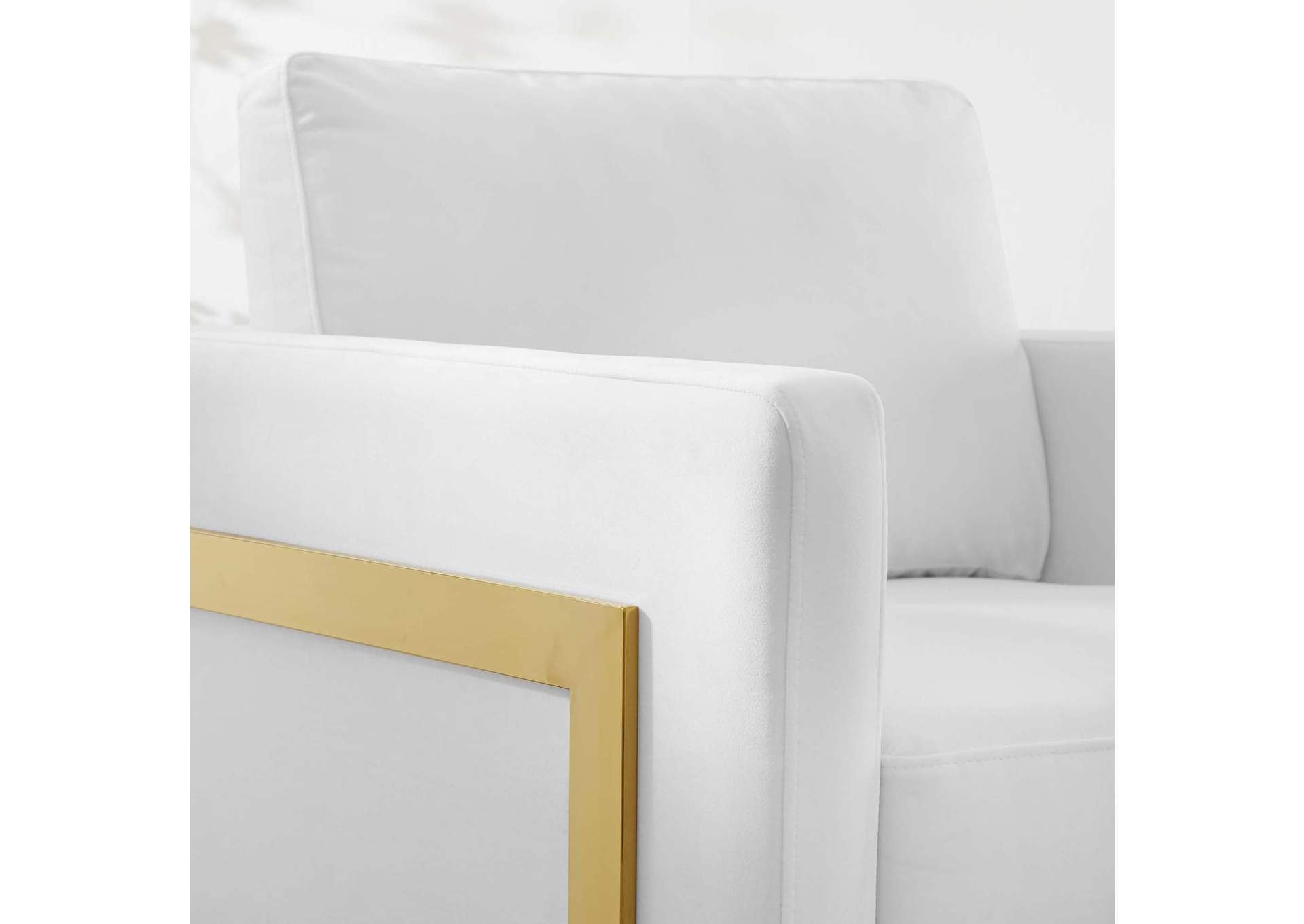 Gold White Posse Performance Velvet Accent Chair,Modway