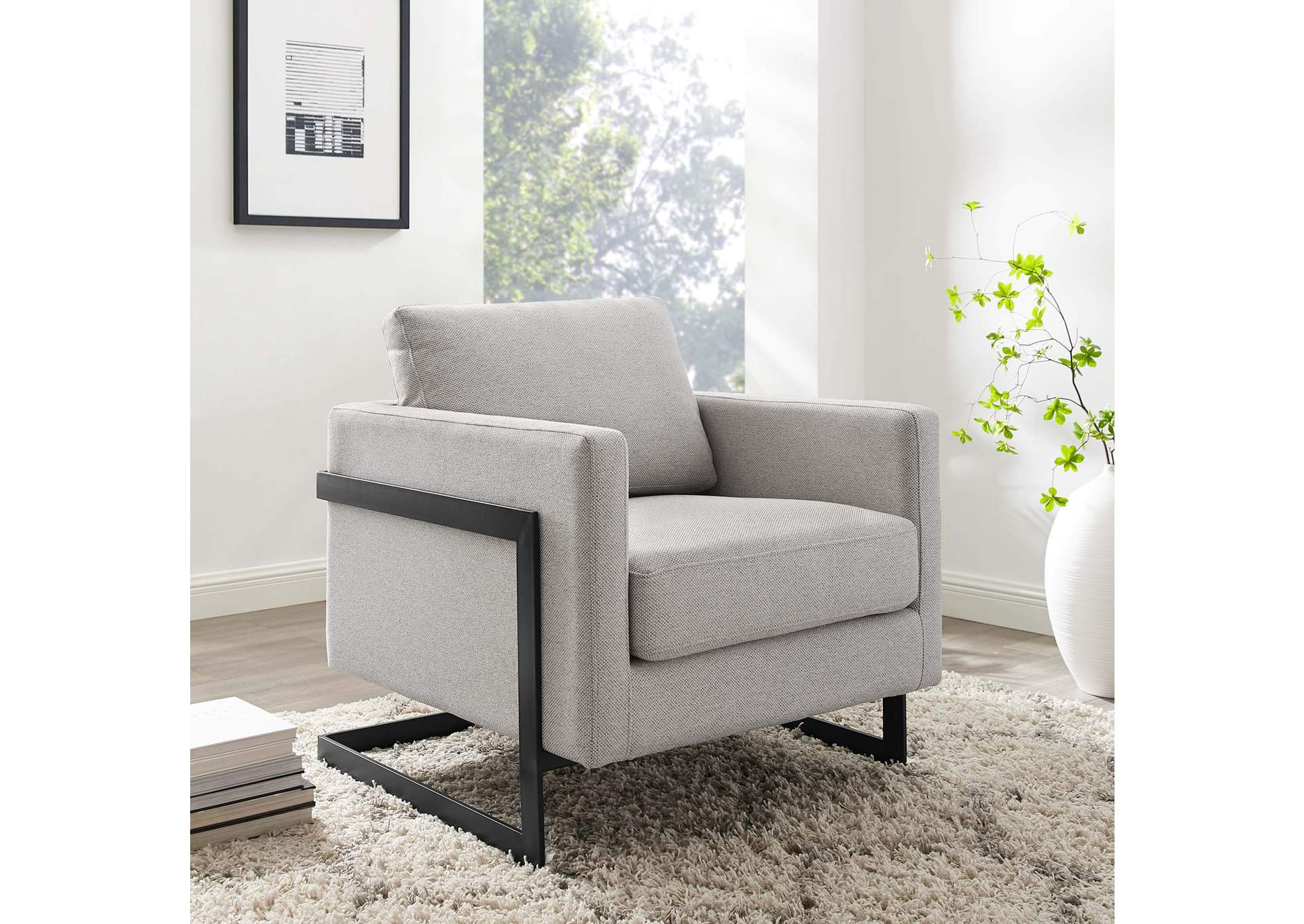 Black Camel Posse Upholstered Fabric Accent Chair,Modway