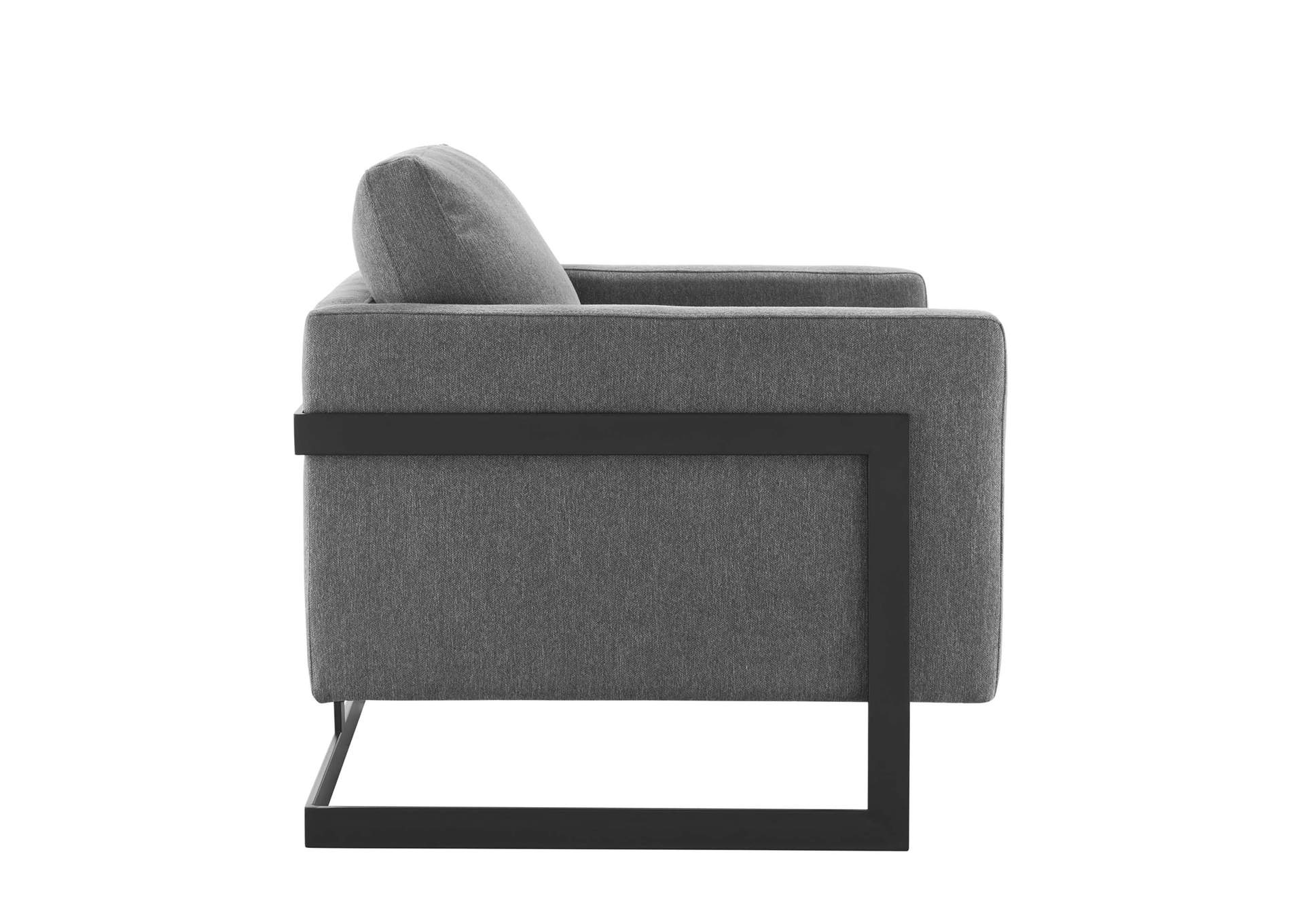 Black Charcoal Posse Upholstered Fabric Accent Chair,Modway