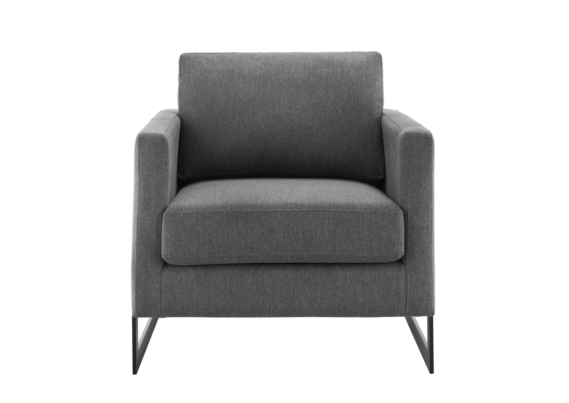 Black Charcoal Posse Upholstered Fabric Accent Chair,Modway