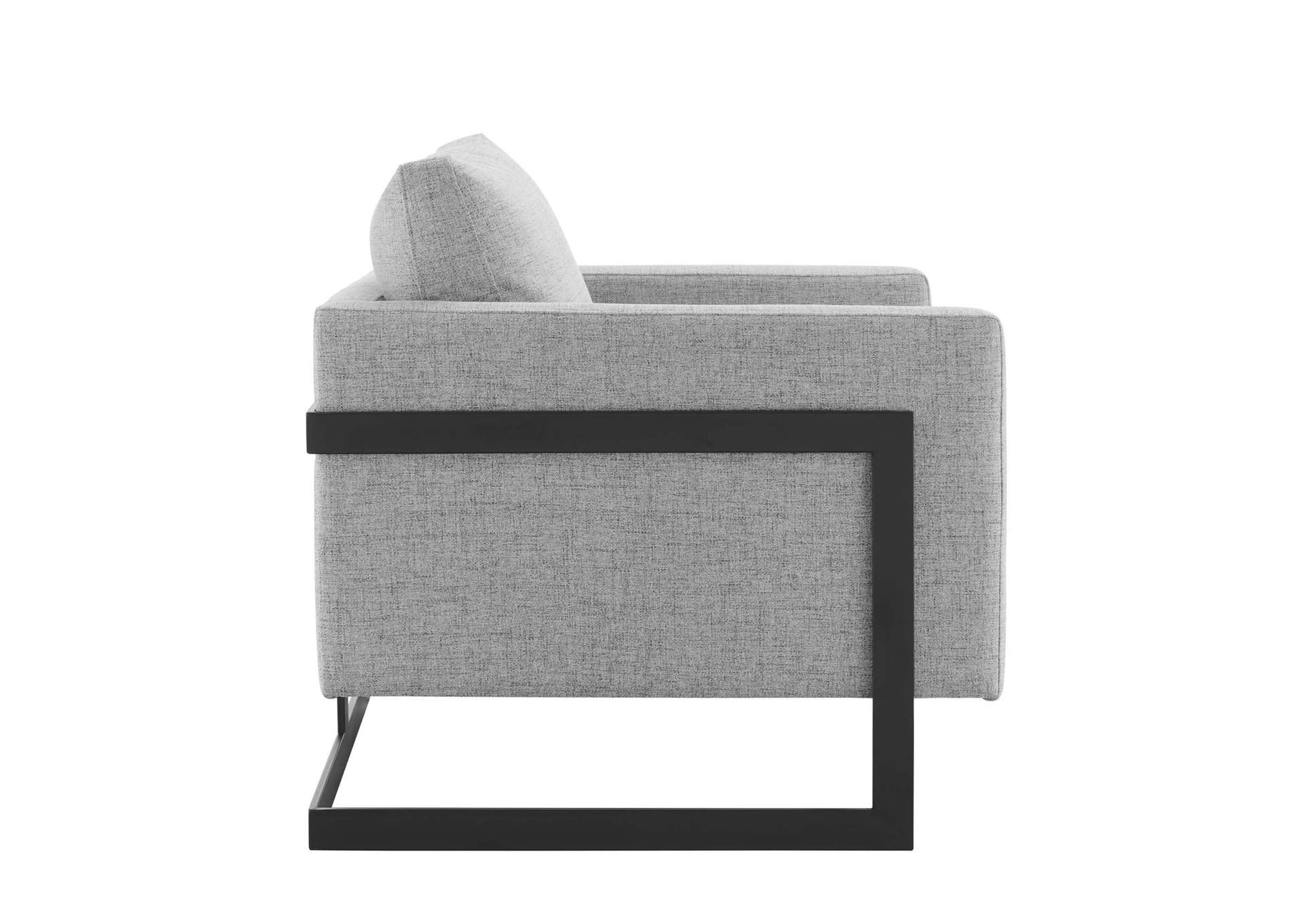 Black Light Gray Posse Upholstered Fabric Accent Chair,Modway