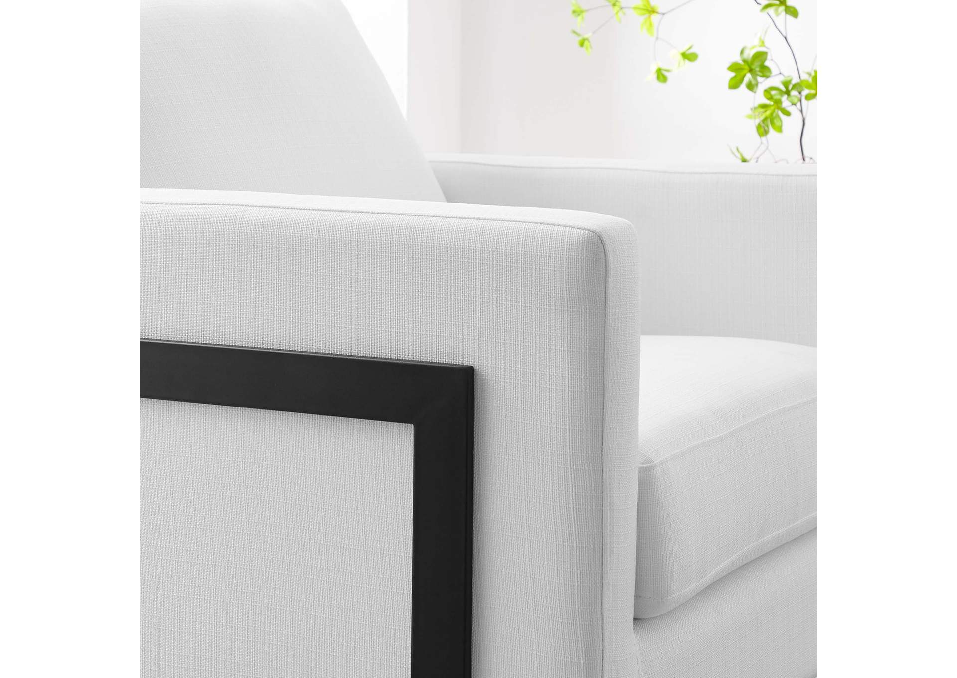 Black White Posse Upholstered Fabric Accent Chair,Modway