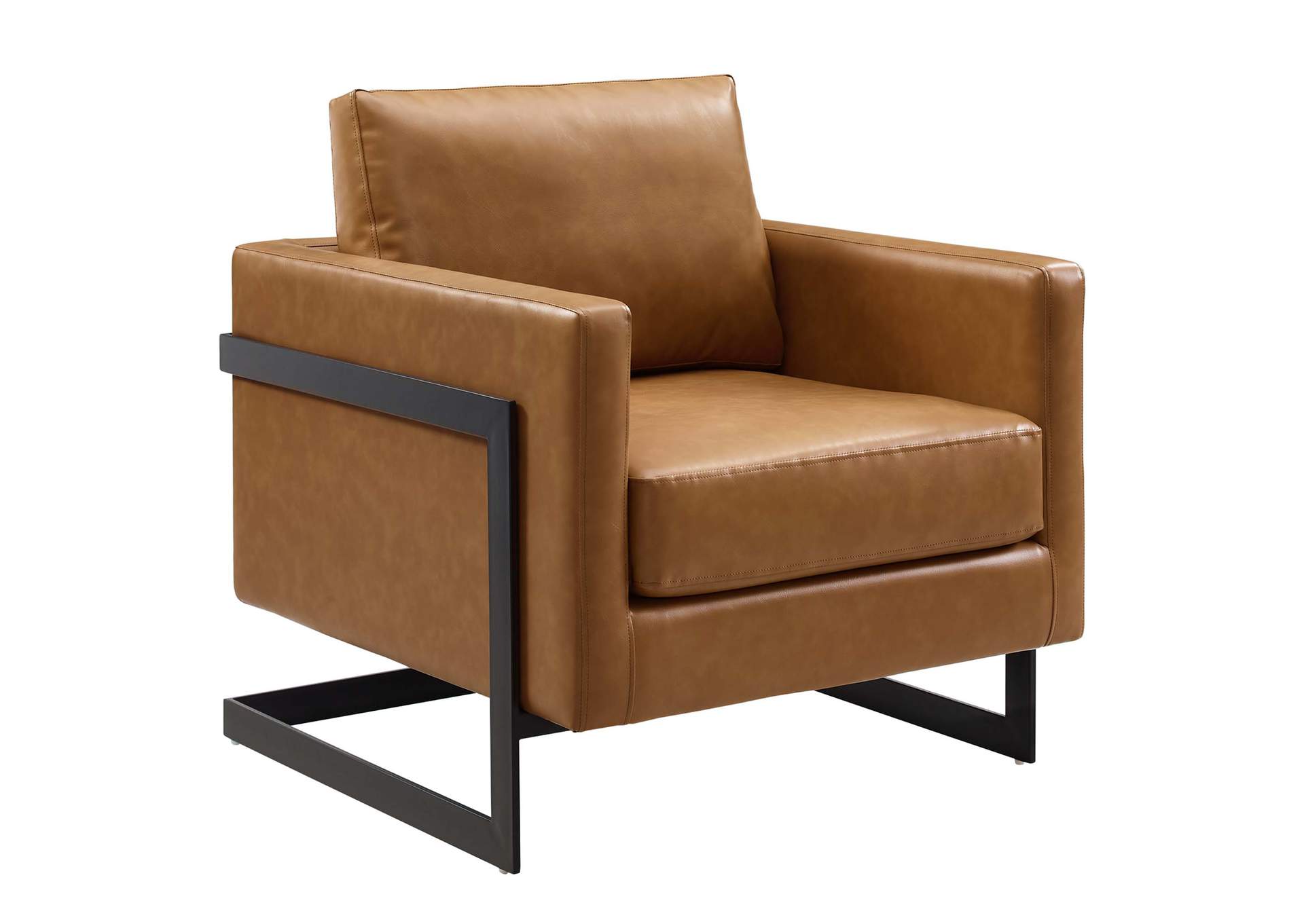 Black Tan Posse Vegan Leather Accent Chair,Modway