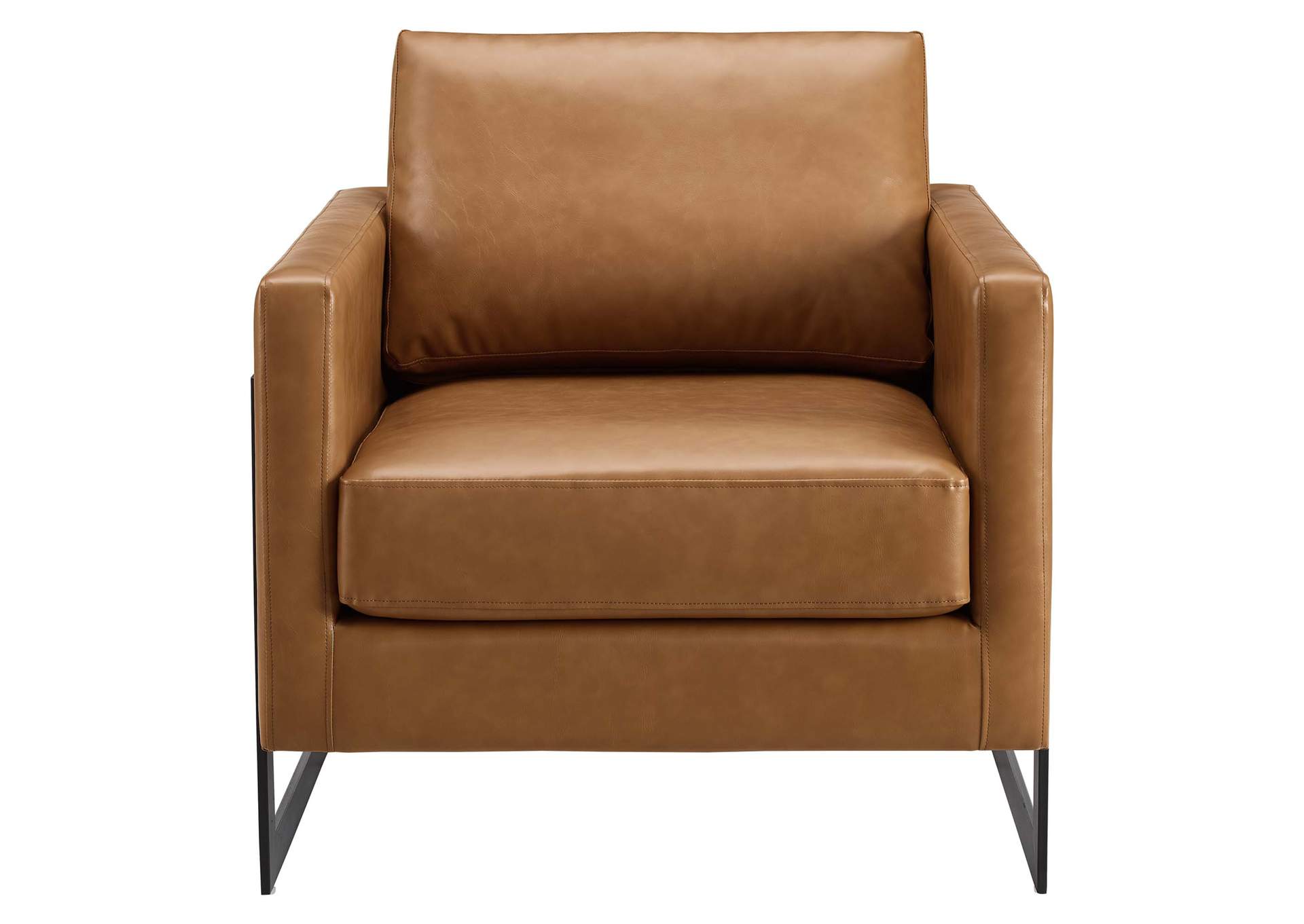 Black Tan Posse Vegan Leather Accent Chair,Modway