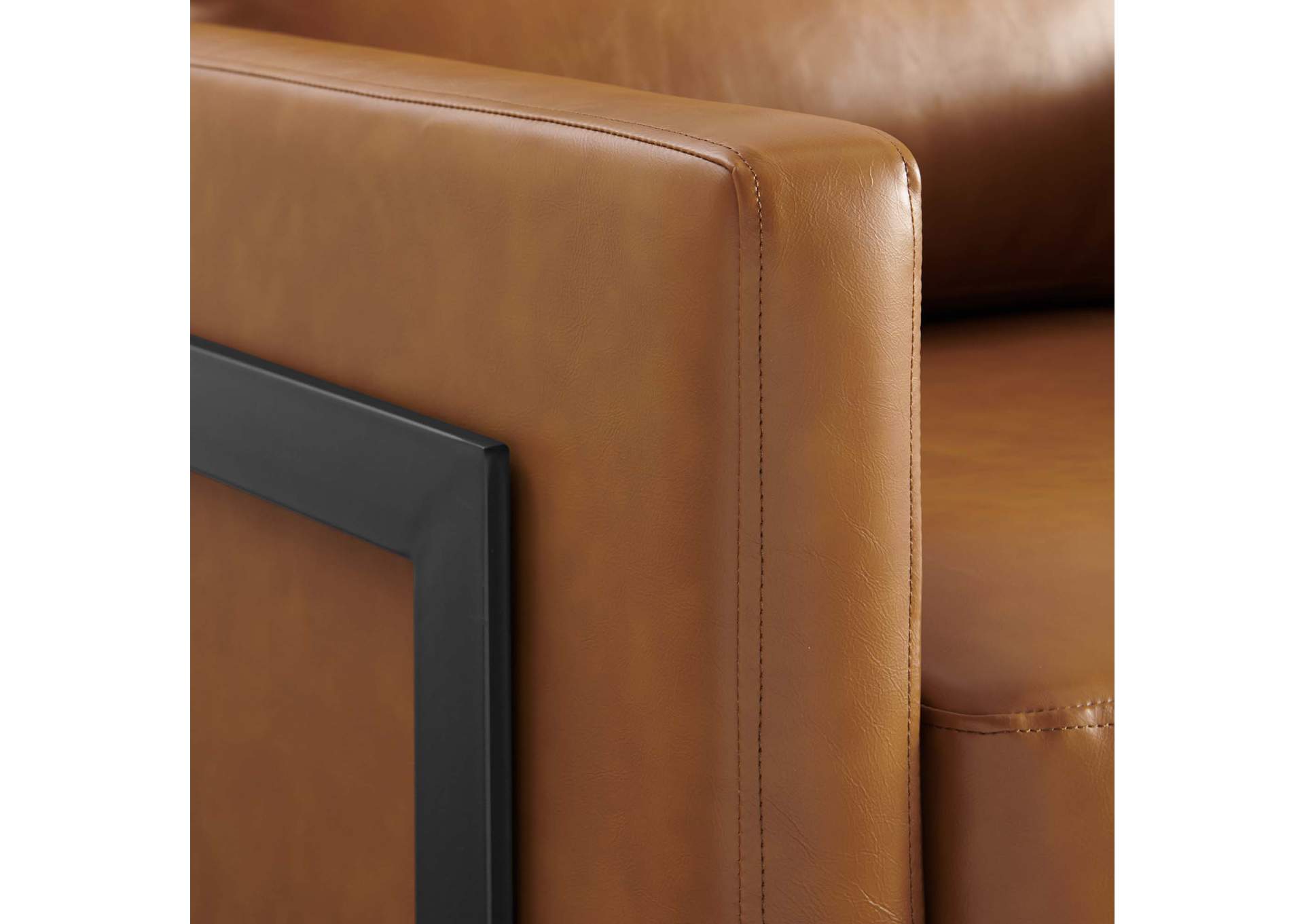 Black Tan Posse Vegan Leather Accent Chair,Modway