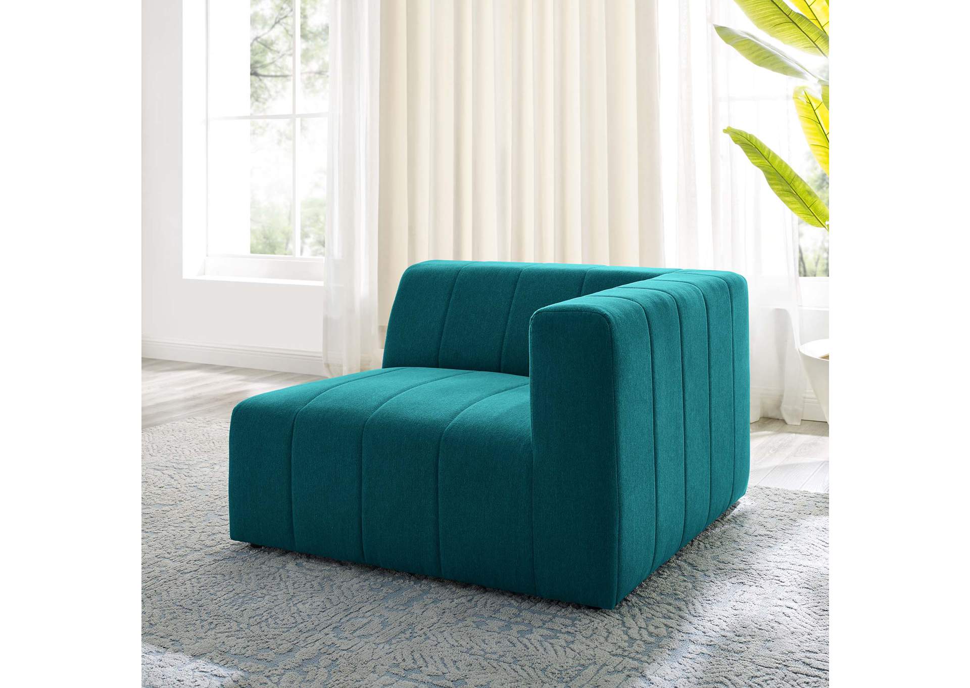Teal Bartlett Upholstered Fabric Right-Arm Chair,Modway