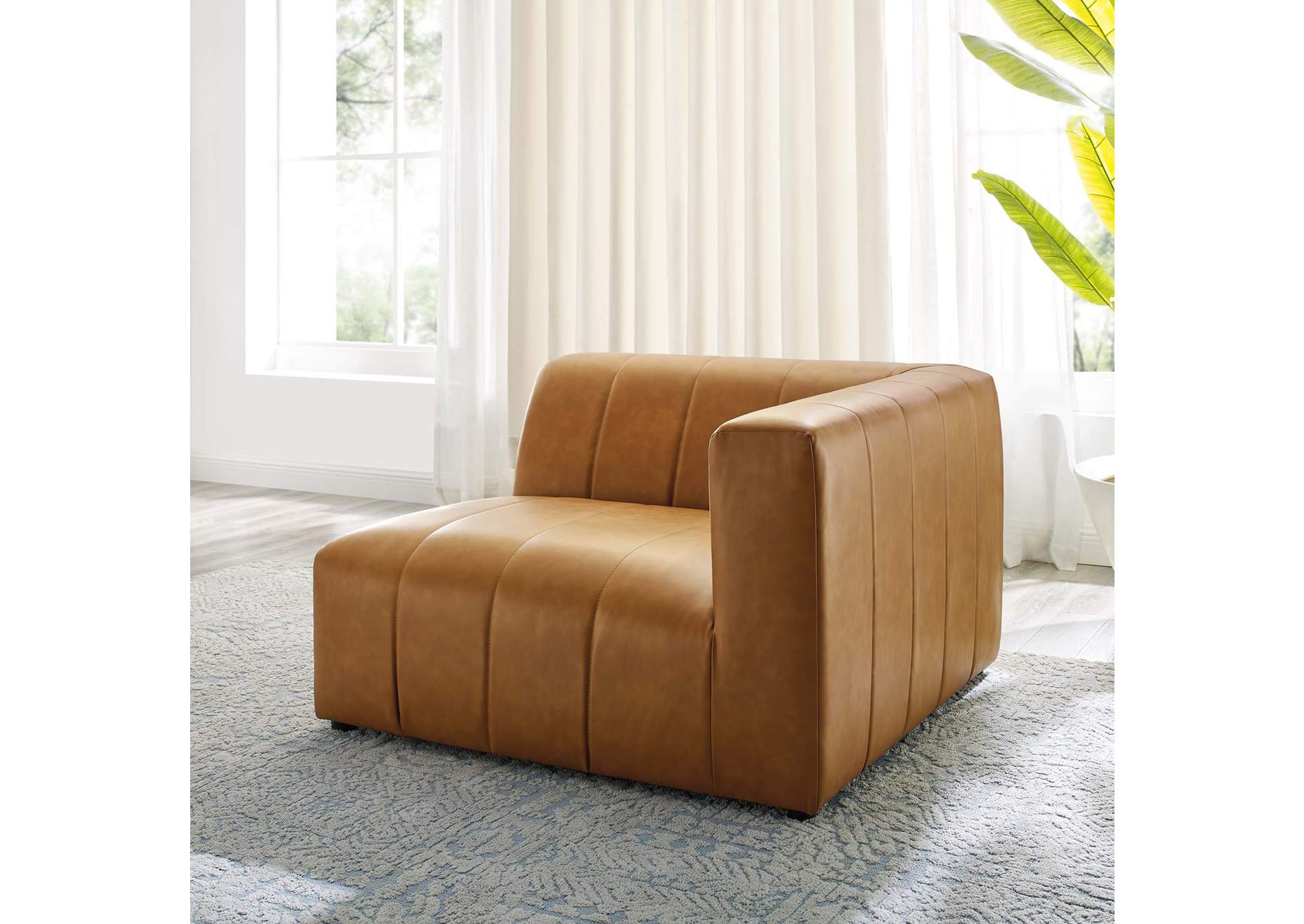 Tan Bartlett Vegan Leather Right-Arm Chair,Modway