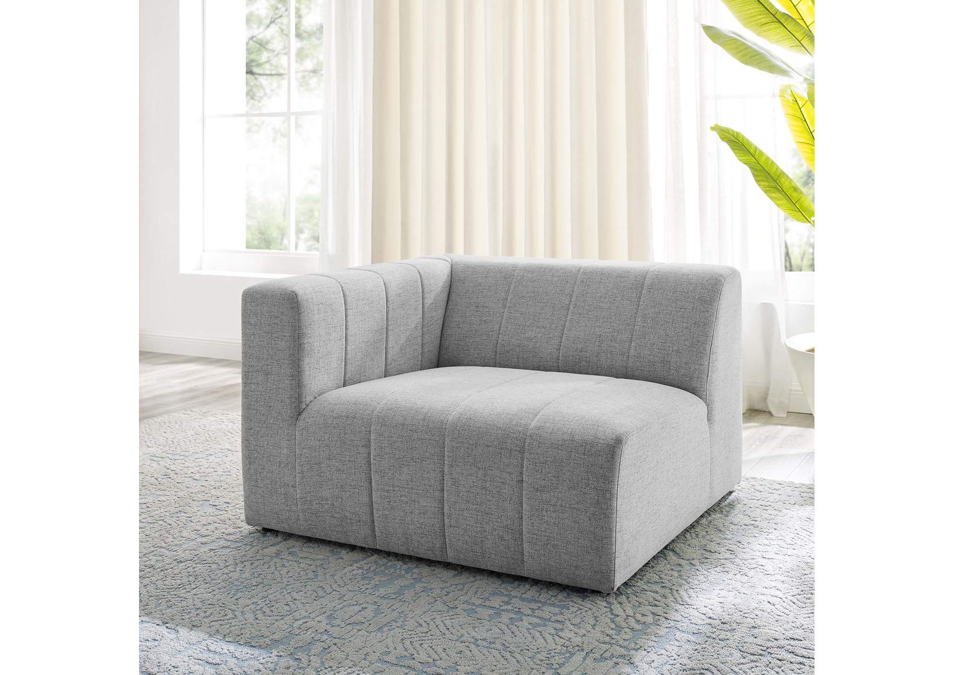 Light Gray Bartlett Upholstered Fabric Left-Arm Chair,Modway