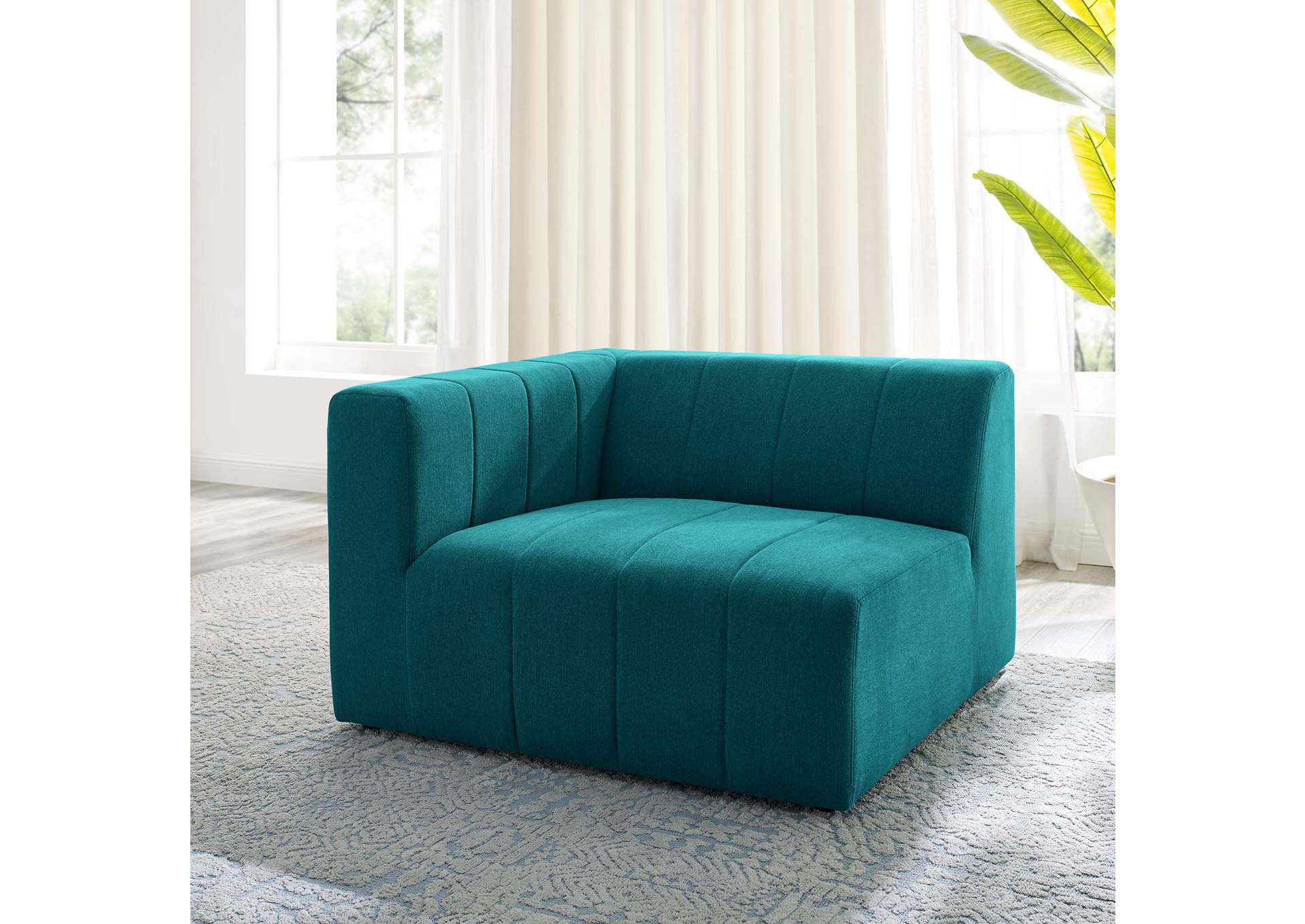 Teal Bartlett Upholstered Fabric Left-Arm Chair,Modway