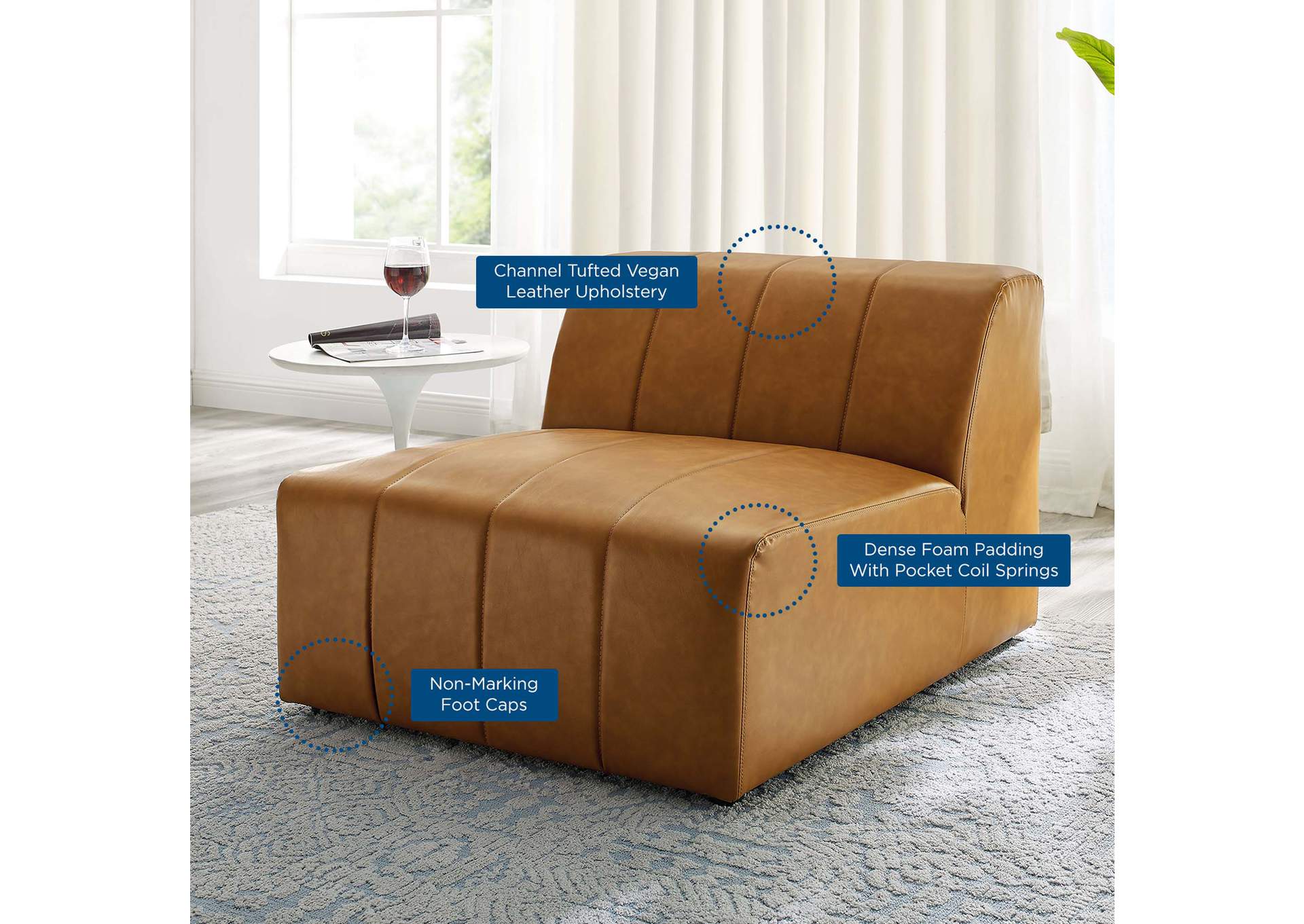 Bartlett Vegan Leather Armless Chair,Modway