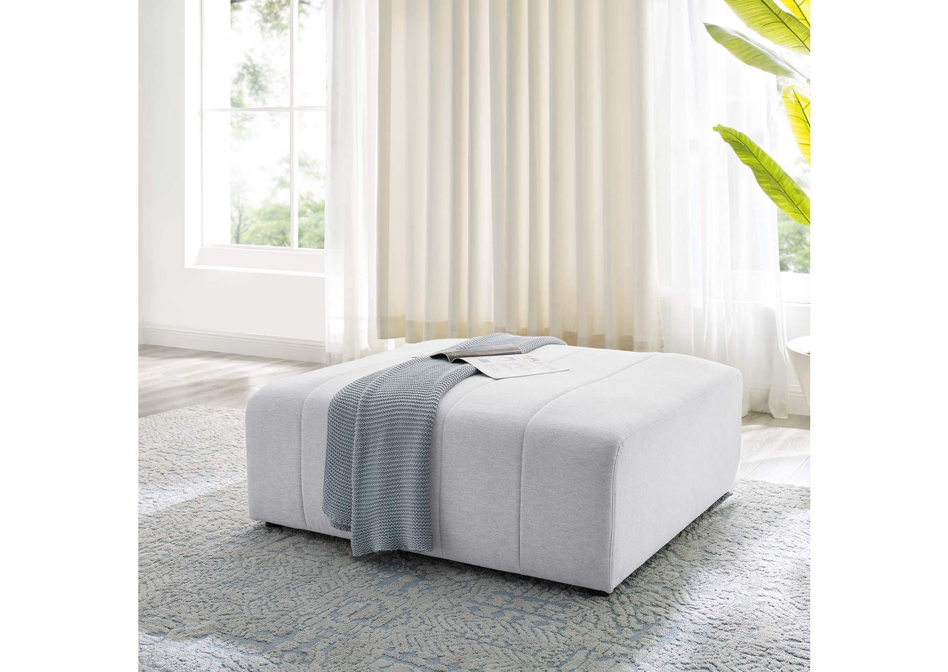 Ivory Bartlett Upholstered Fabric Ottoman,Modway