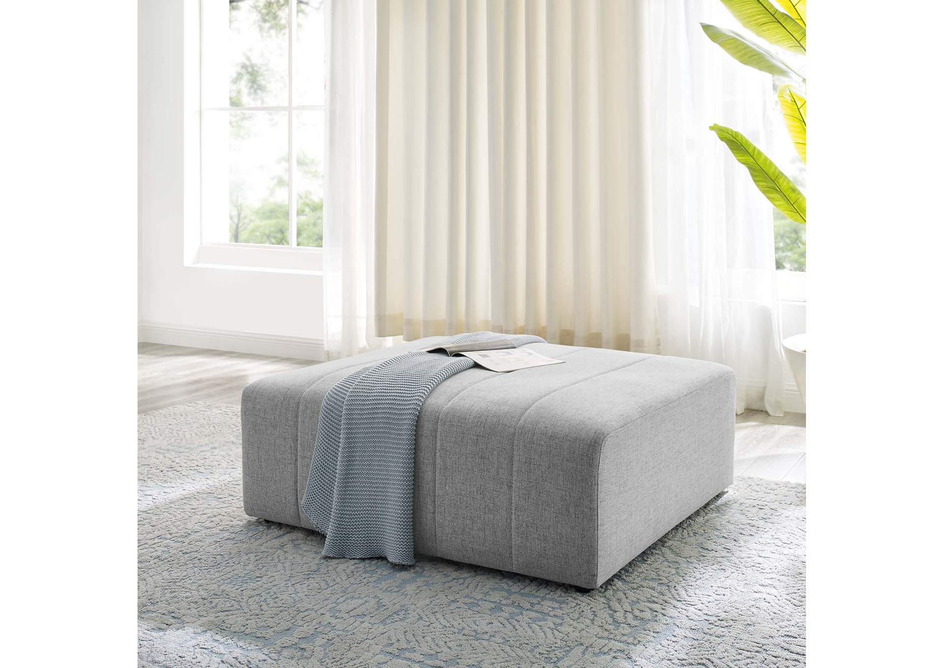 Light Gray Bartlett Upholstered Fabric Ottoman,Modway