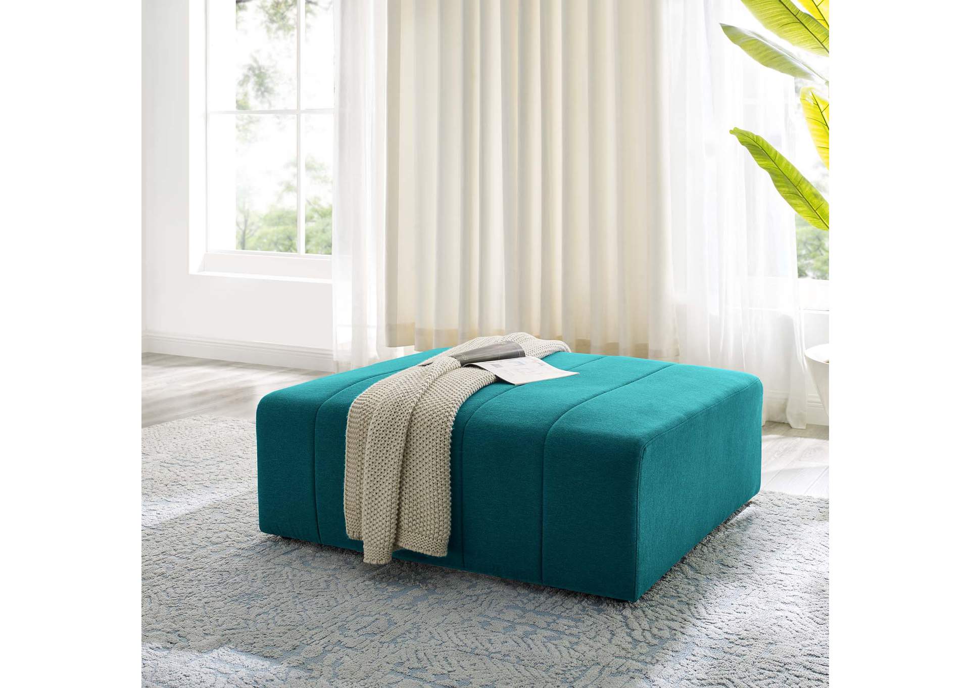 Teal Bartlett Upholstered Fabric Ottoman,Modway