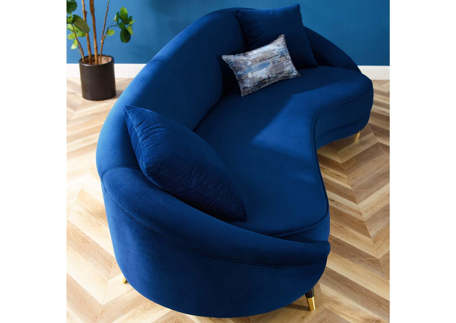 Navy Echo Performance Velvet Sofa,Modway