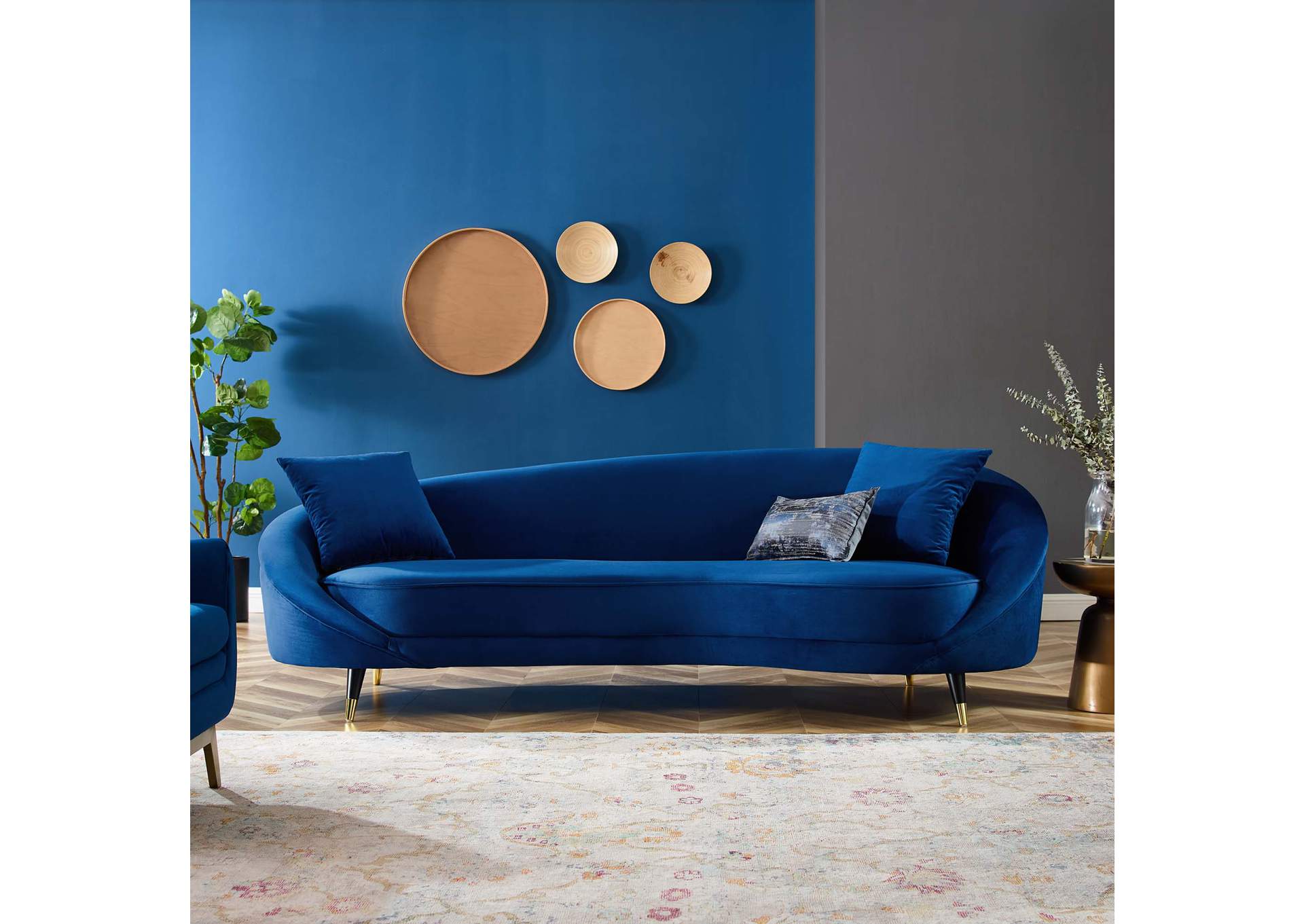Navy Echo Performance Velvet Sofa,Modway