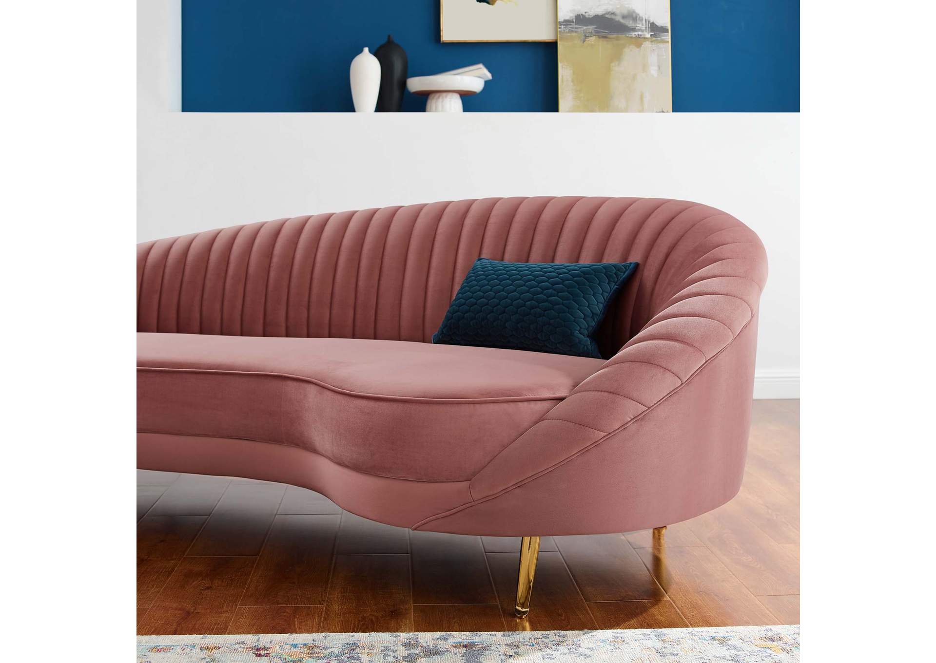Dusty Rose Camber Channel Tufted Performance Velvet Sofa,Modway
