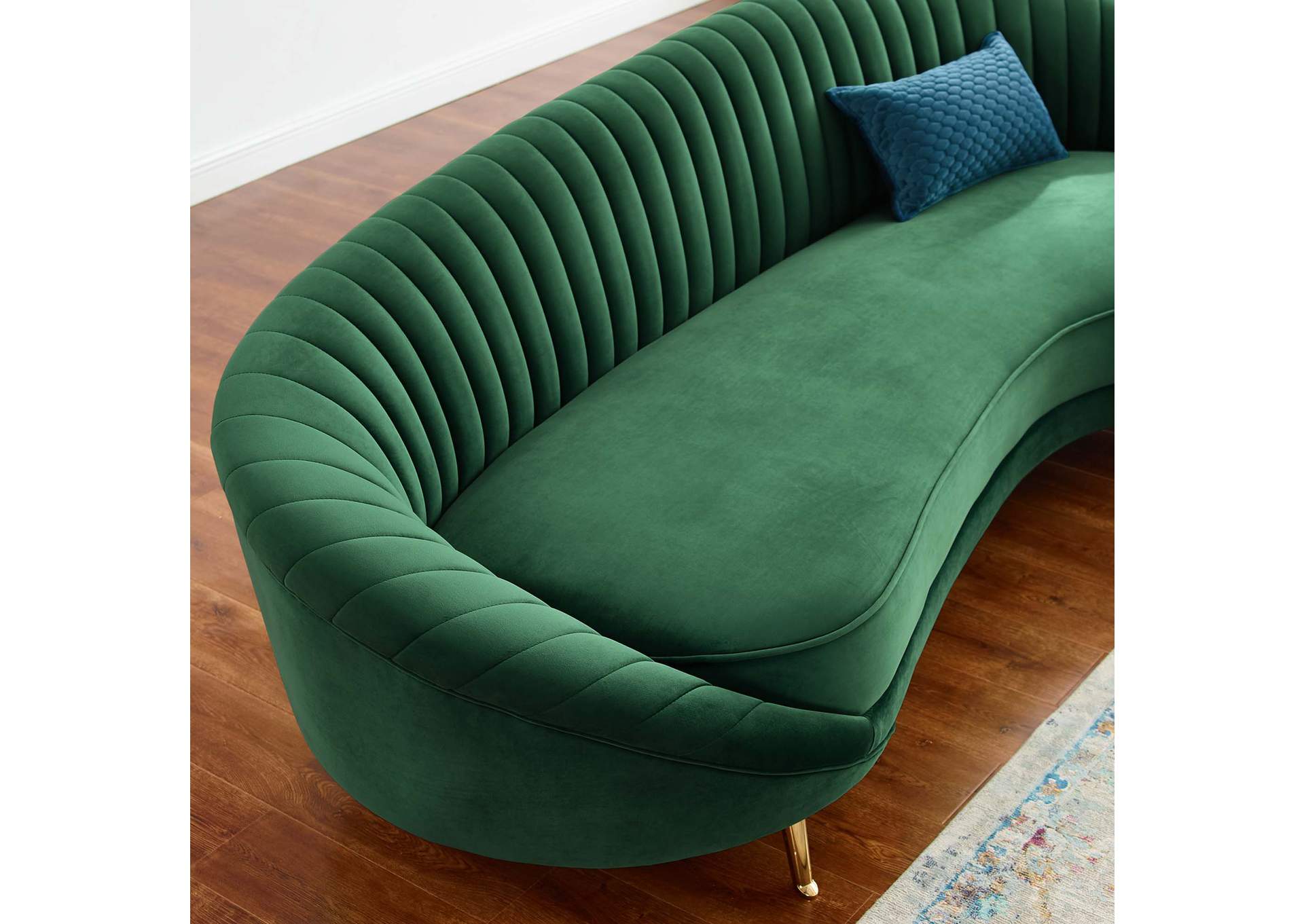 Emerald Camber Channel Tufted Performance Velvet Sofa,Modway