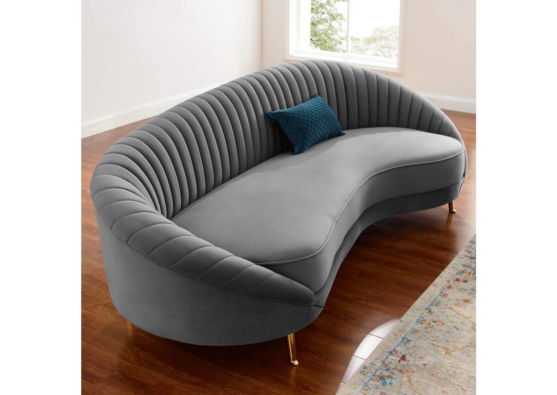 Gray Camber Channel Tufted Performance Velvet Sofa,Modway