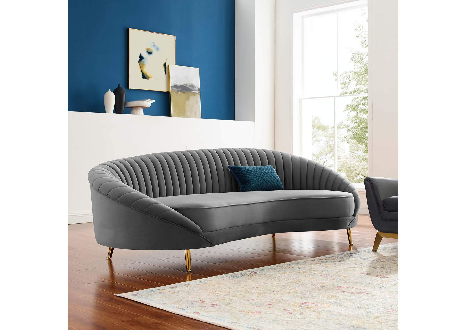 Gray Camber Channel Tufted Performance Velvet Sofa,Modway