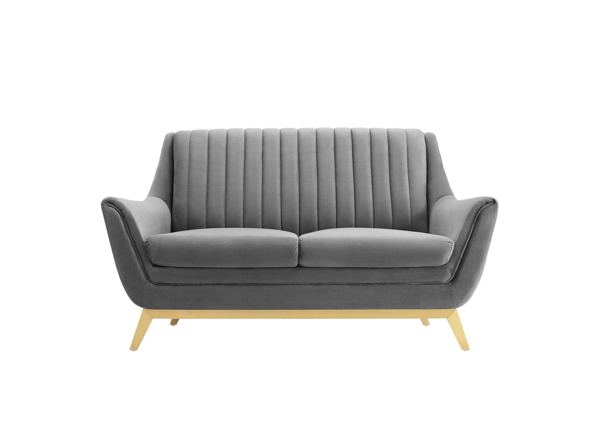 Gray Winsome Channel Tufted Performance Velvet Loveseat,Modway
