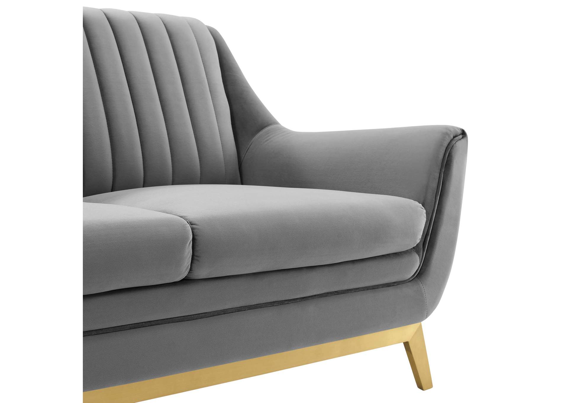 Gray Winsome Channel Tufted Performance Velvet Loveseat,Modway