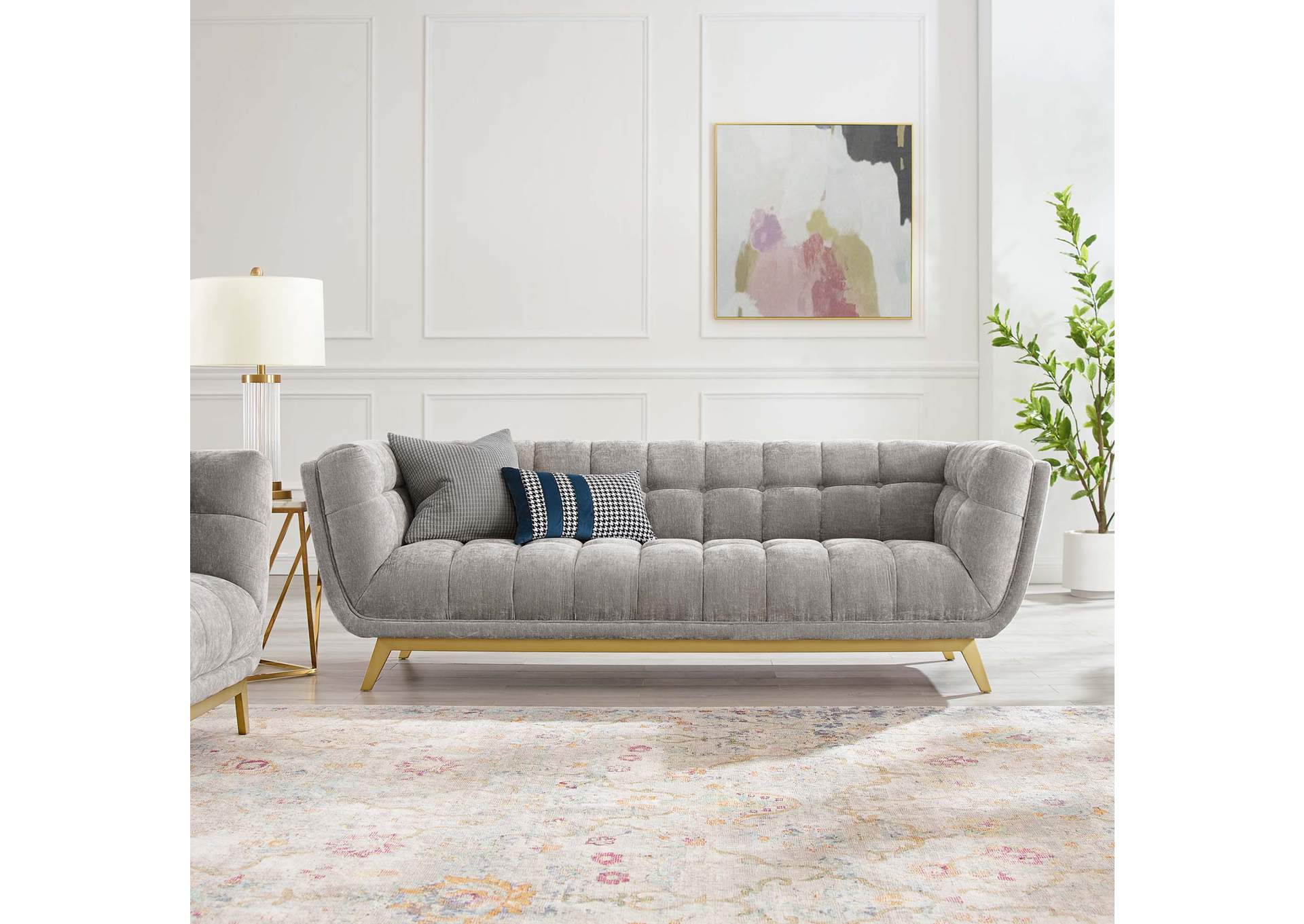 Light Gray Bestow Crushed Performance Velvet Sofa,Modway