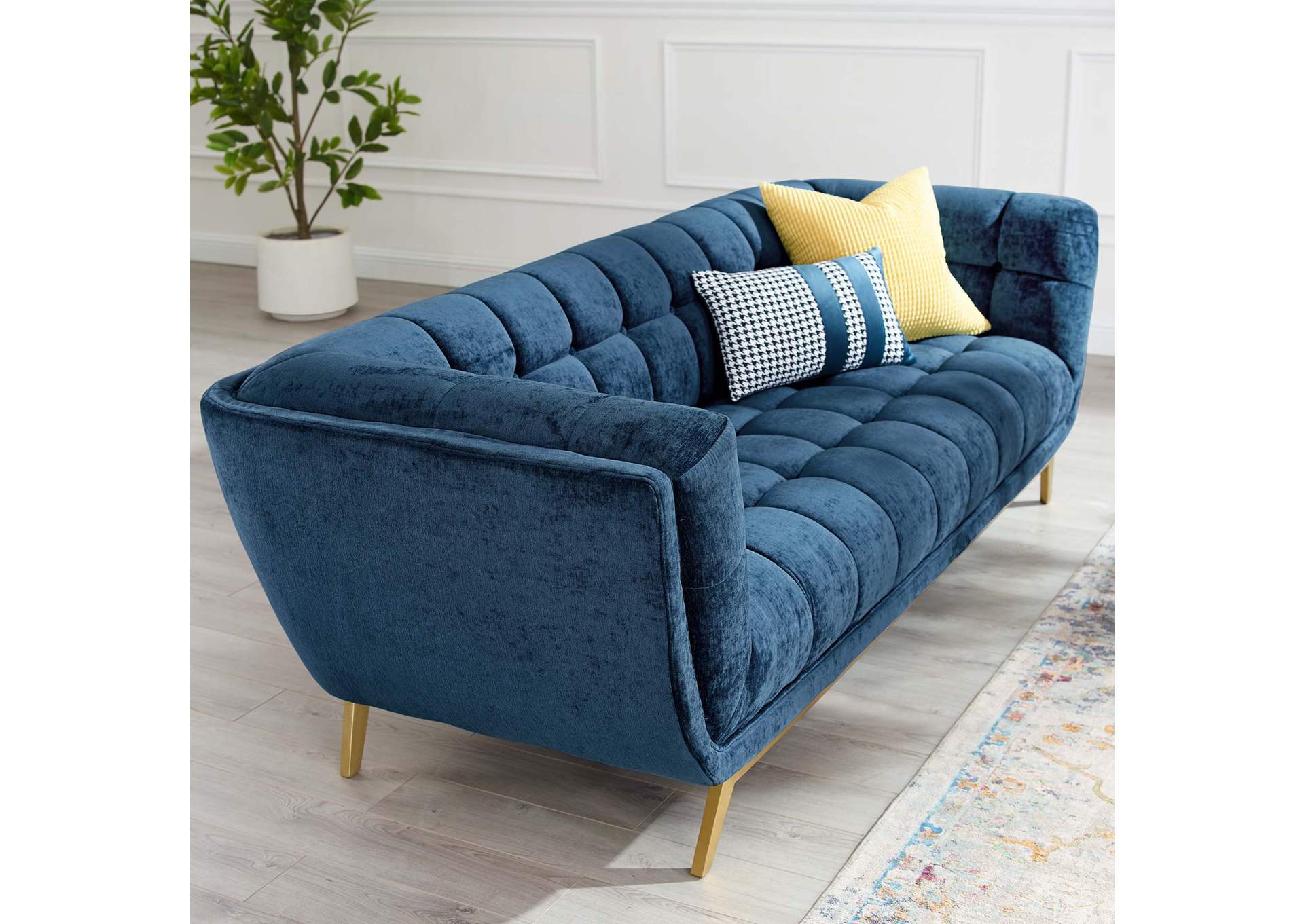 Navy Bestow Crushed Performance Velvet Sofa,Modway