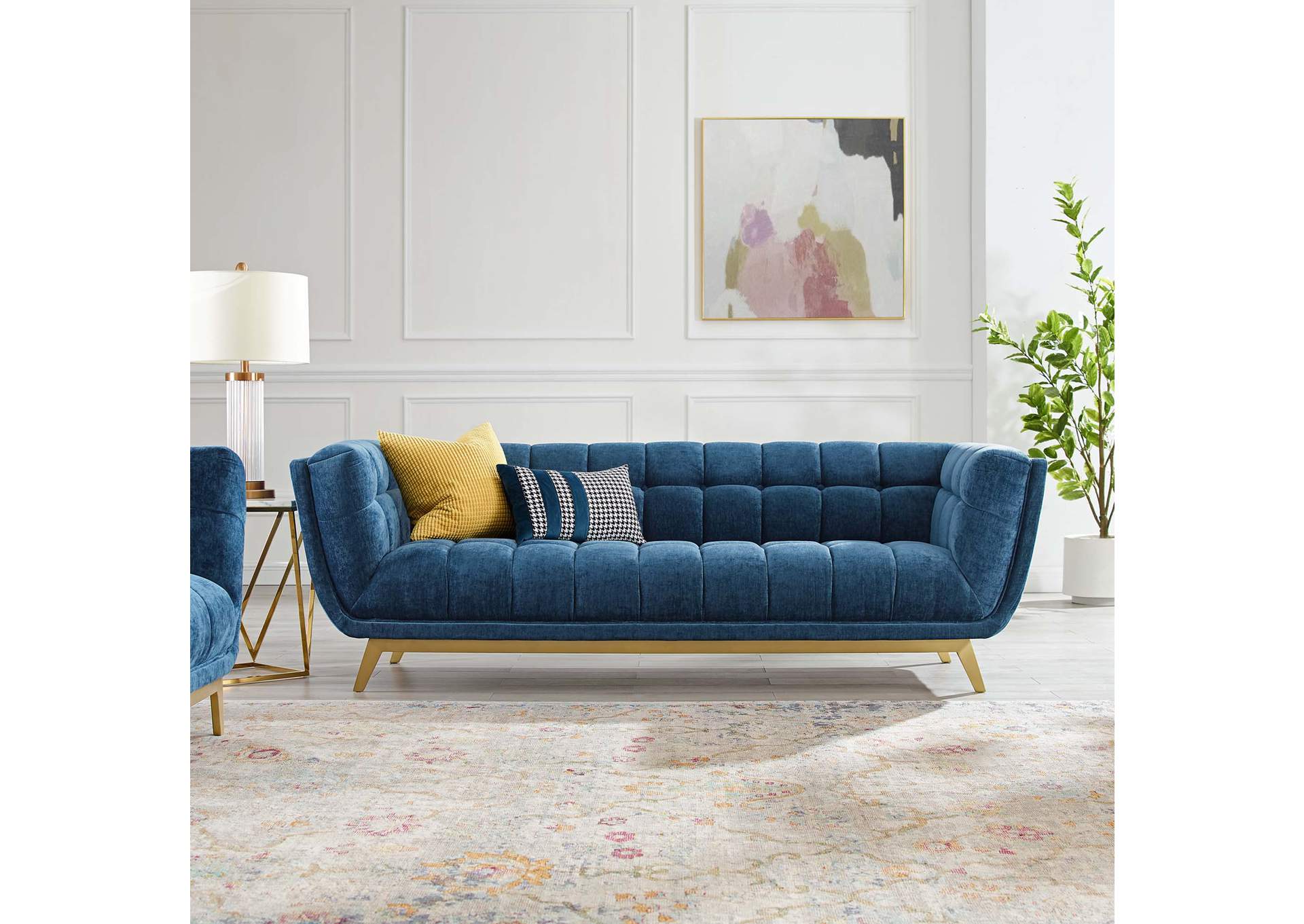 Navy Bestow Crushed Performance Velvet Sofa,Modway