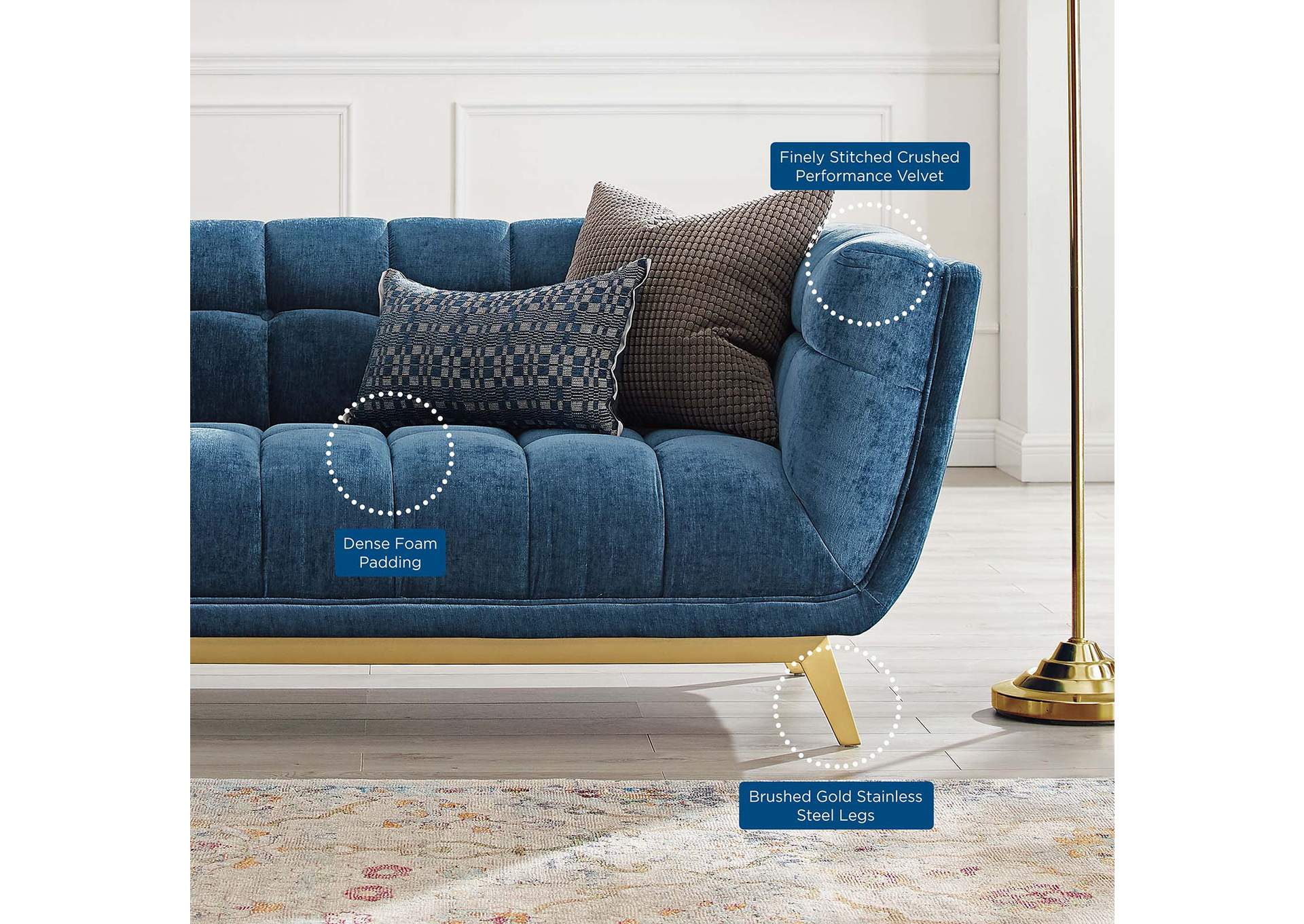 Navy Bestow Crushed Performance Velvet Loveseat,Modway