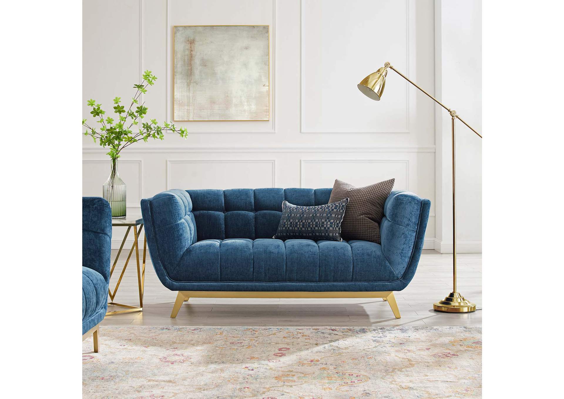 Navy Bestow Crushed Performance Velvet Loveseat,Modway