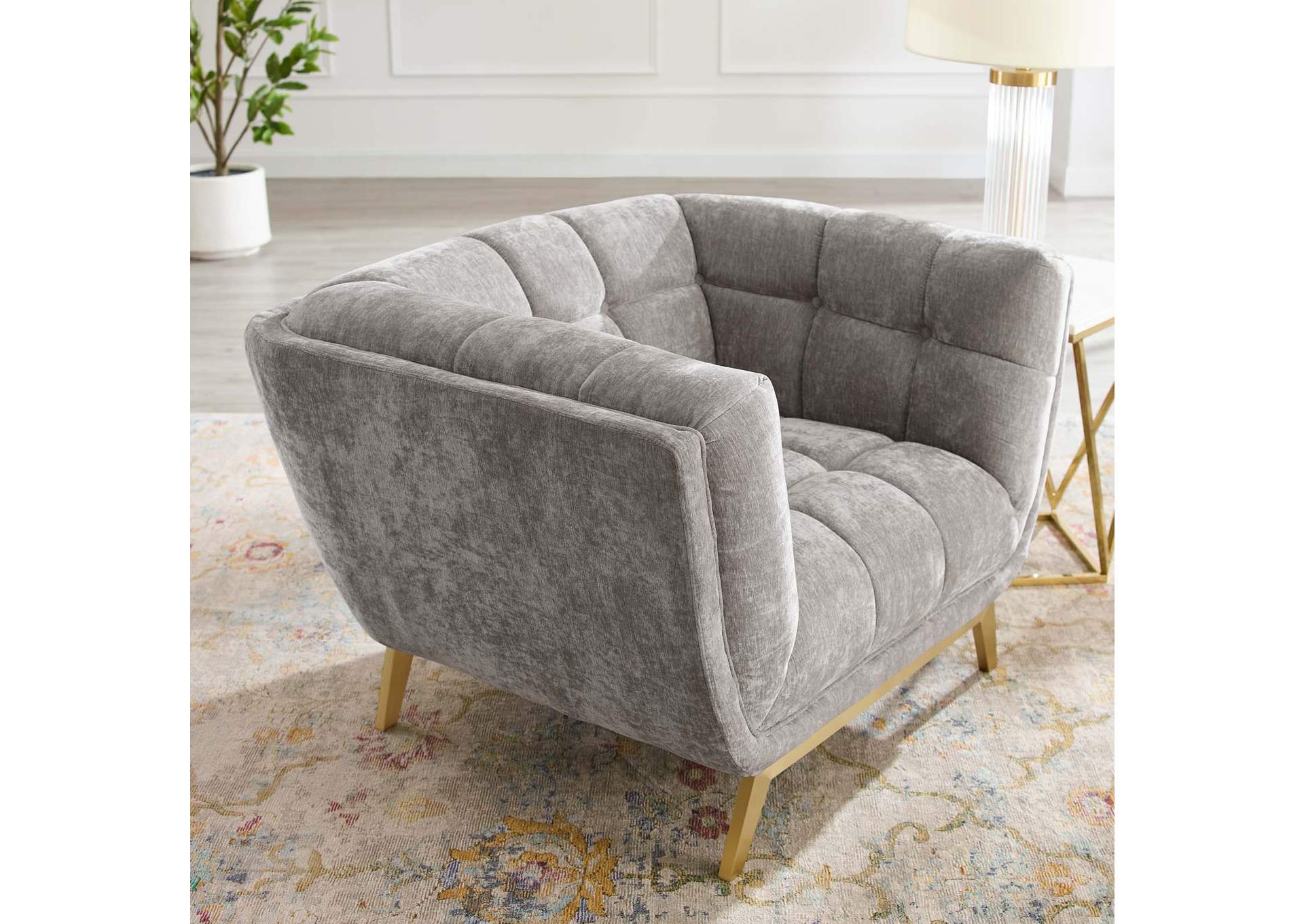 Light Gray Bestow Crushed Performance Velvet Arm Chair,Modway