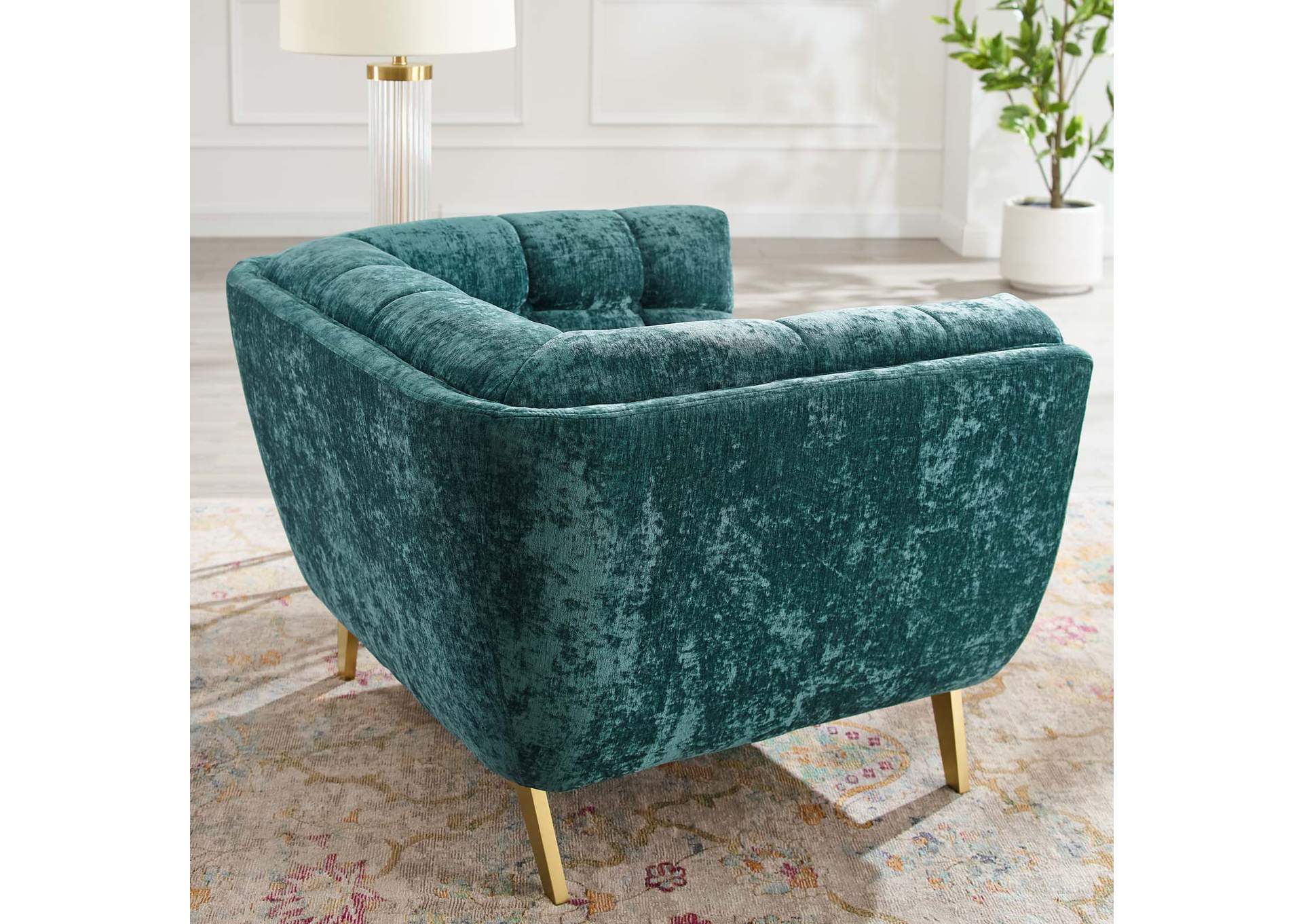 Teal Bestow Crushed Performance Velvet Arm Chair,Modway