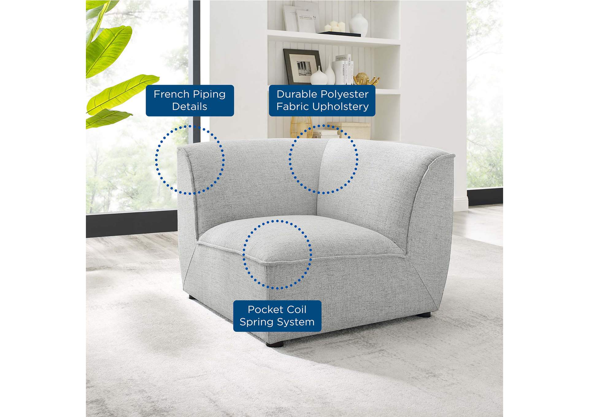 Light Gray Comprise Corner Sectional Sofa Chair,Modway