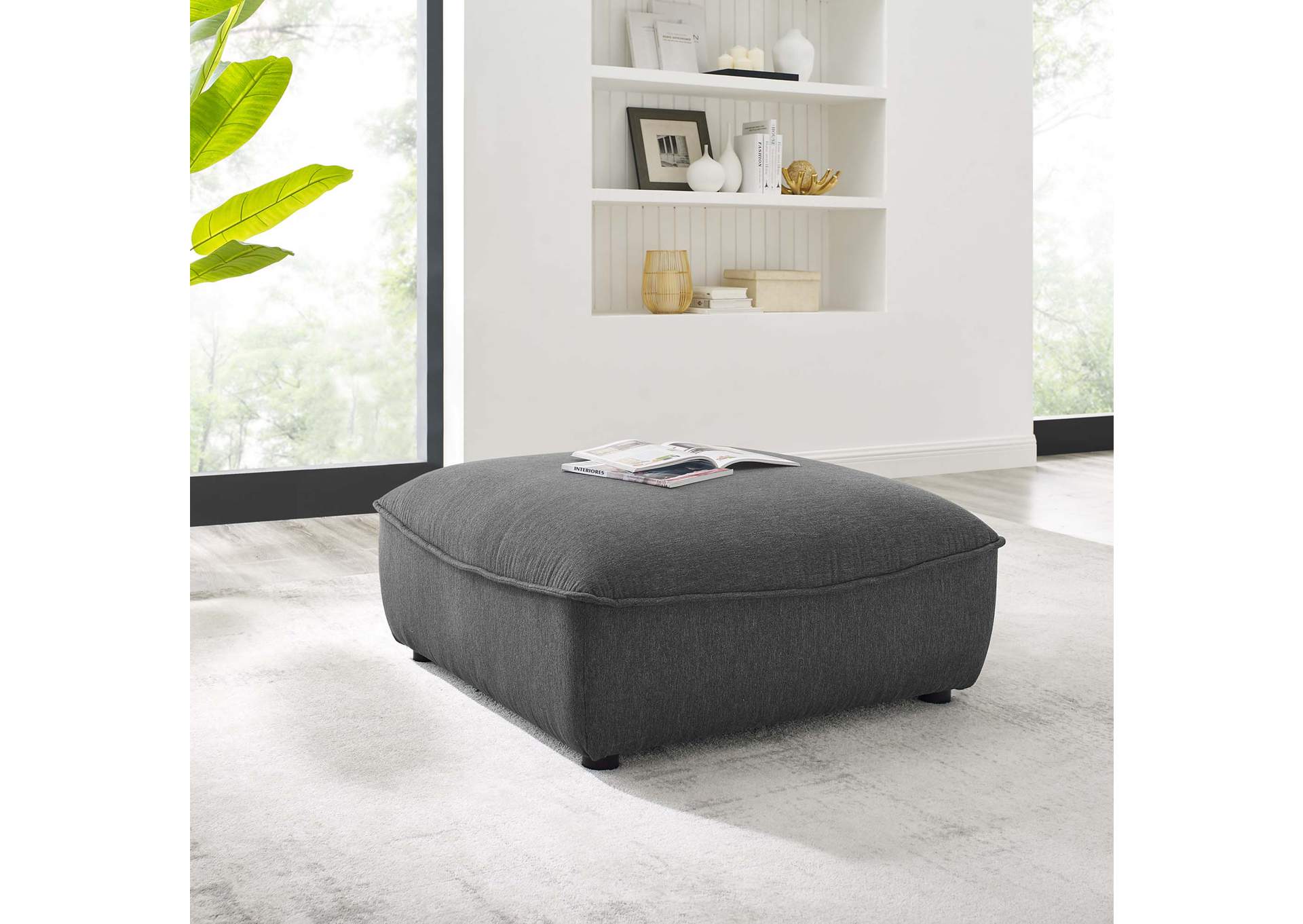 Charcoal Comprise Sectional Sofa Ottoman,Modway