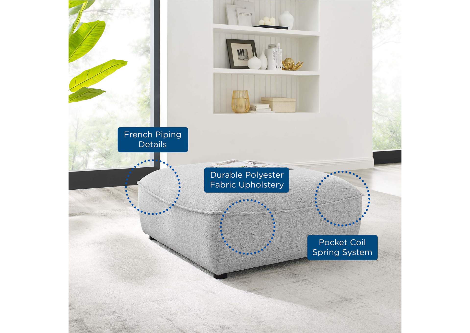 Light Gray Comprise Sectional Sofa Ottoman,Modway