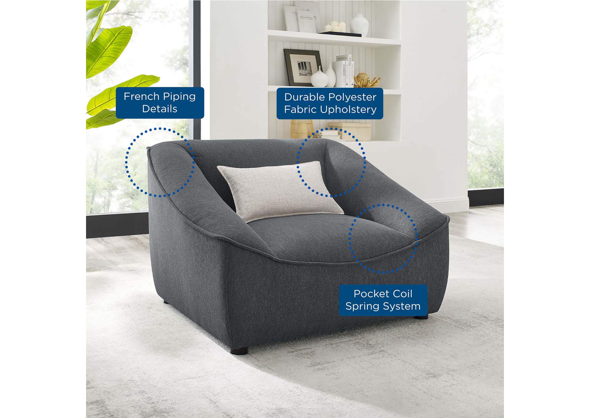 Charcoal Comprise Arm Chair,Modway