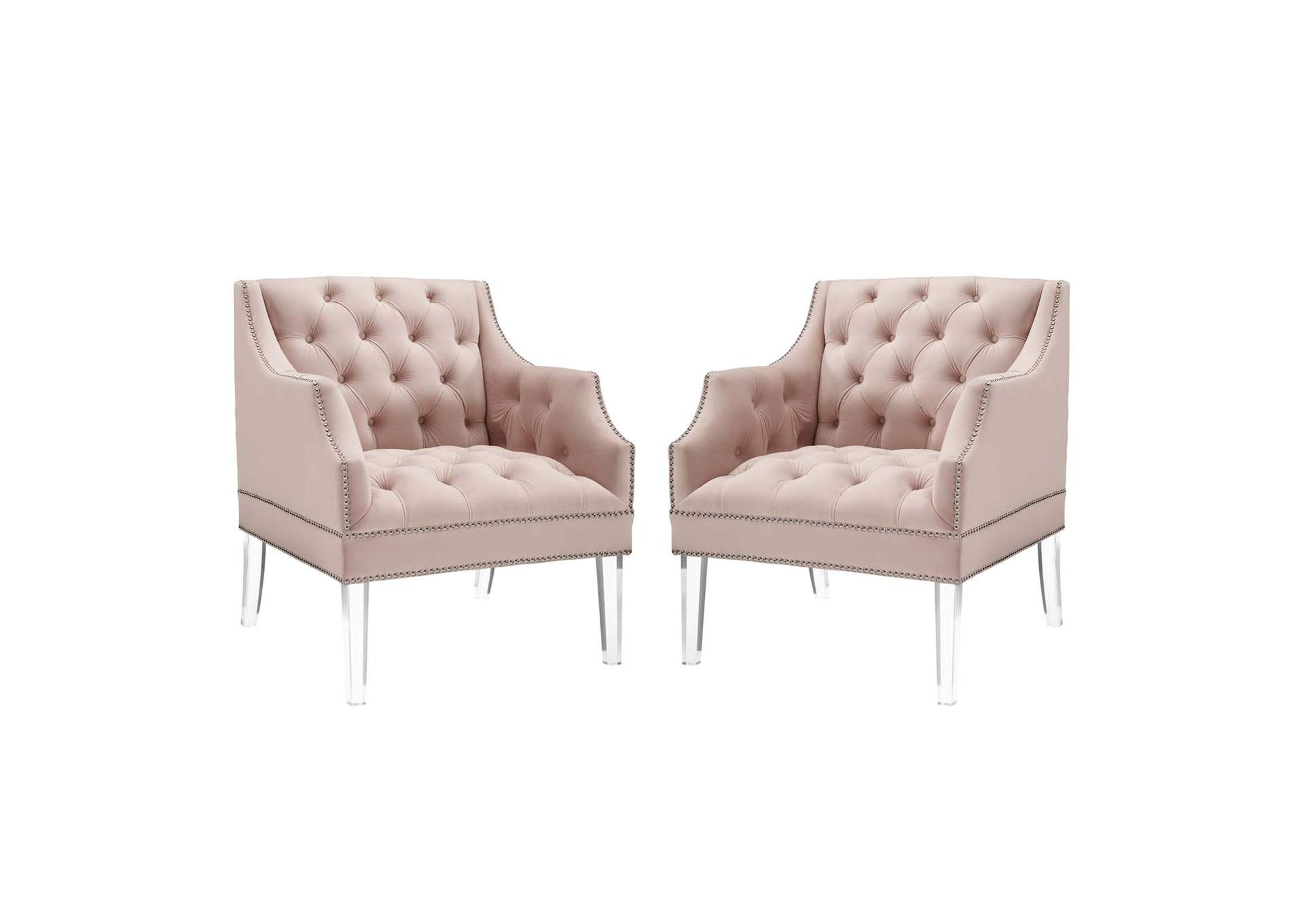 Pink Proverbial Arm Chair Performance Velvet [Set of 2],Modway