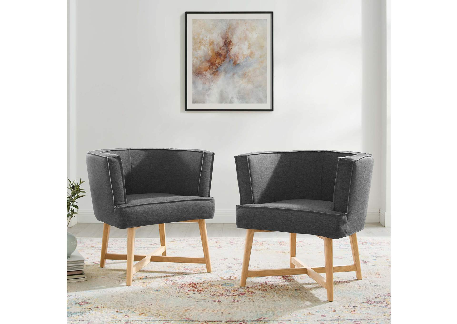 Gray Anders Accent Chair Upholstered Fabric [Set of 2],Modway
